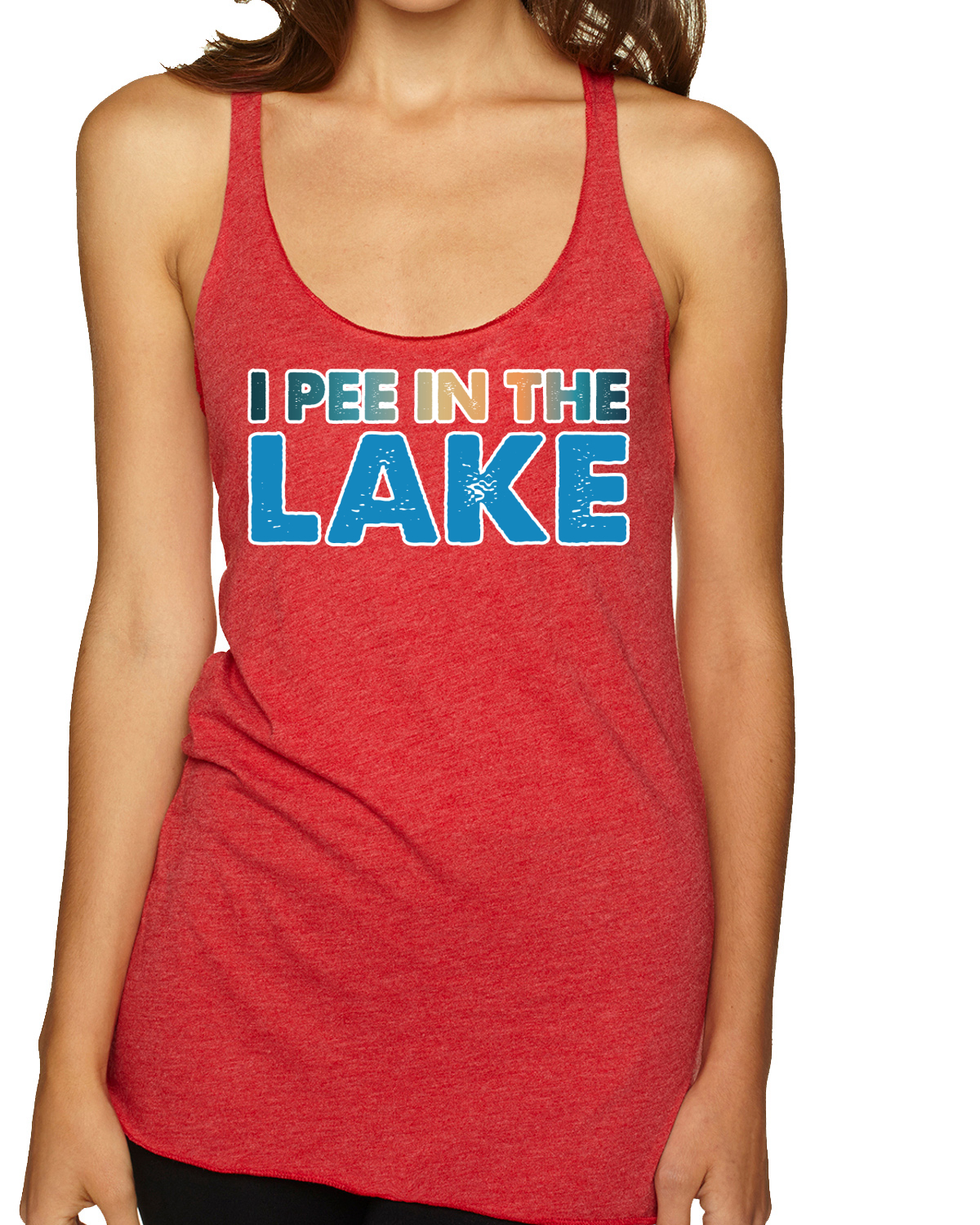 Camiseta sin mangas I Pee In the Lake Humor Tri-Blend Racerback - Imagen 10 de 15