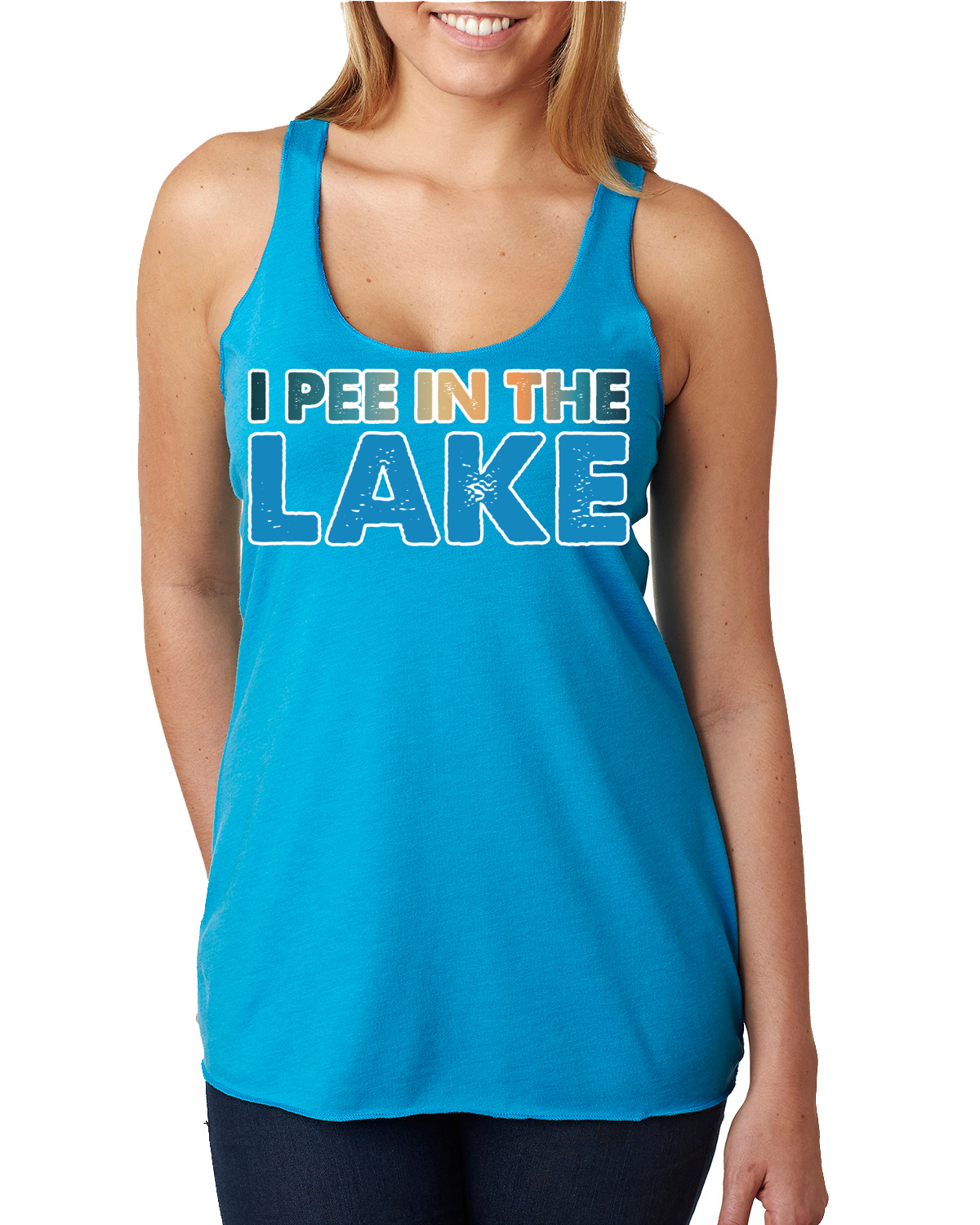 Camiseta sin mangas I Pee In the Lake Humor Tri-Blend Racerback - Imagen 12 de 15