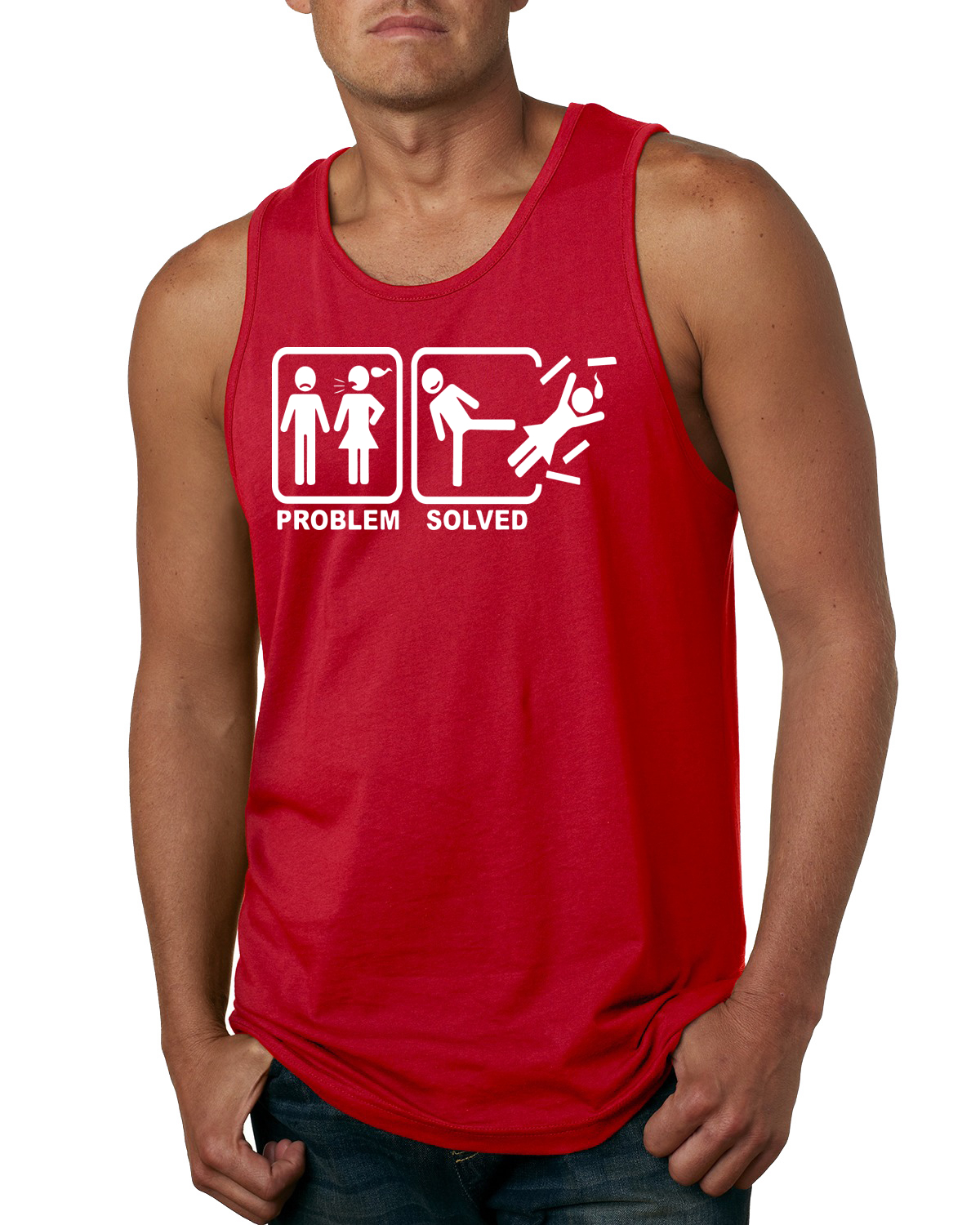 Problem Solved Funny Relationship Drama Humor Men Graphic Tank Top - Picture 7 of 8