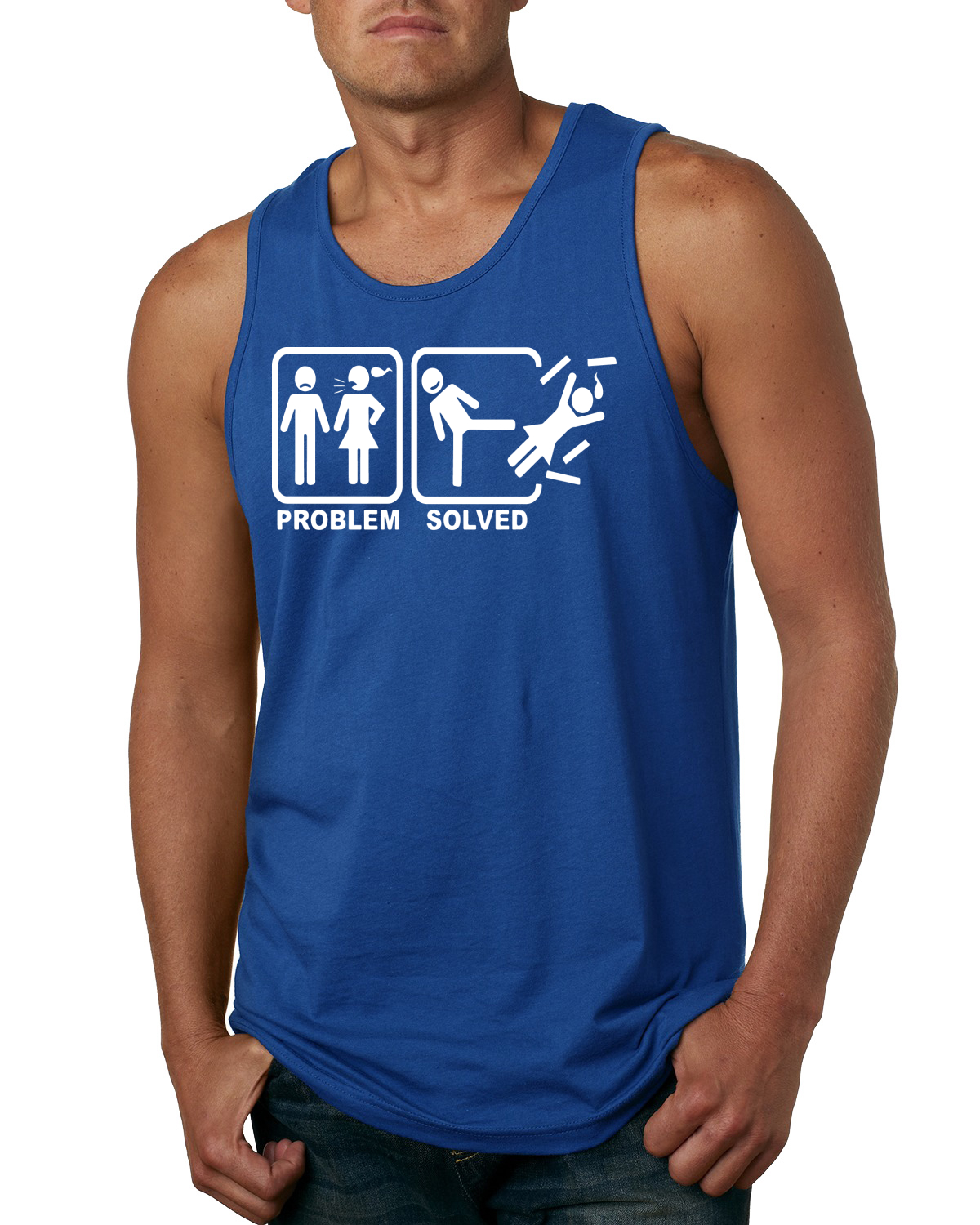 Problem Solved Funny Relationship Drama Humor Men Graphic Tank Top - Picture 8 of 8
