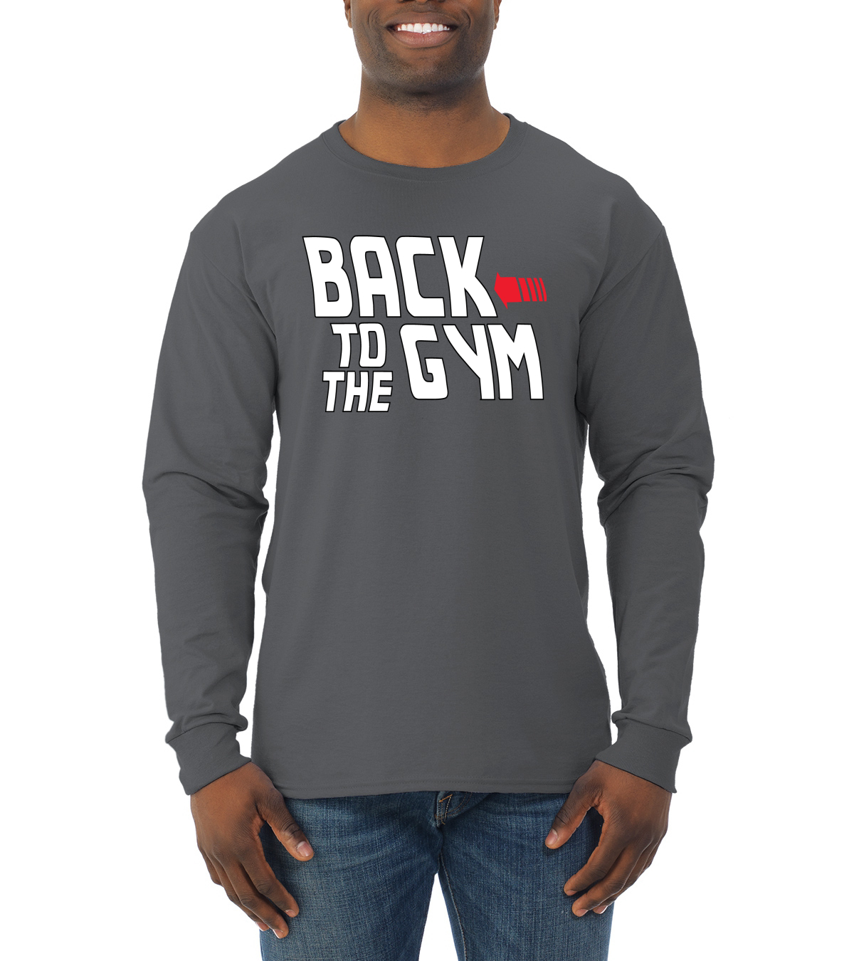 Back to the Gym Logo Parody Mens Workout Humor Long Sleeve T-Shirt ...