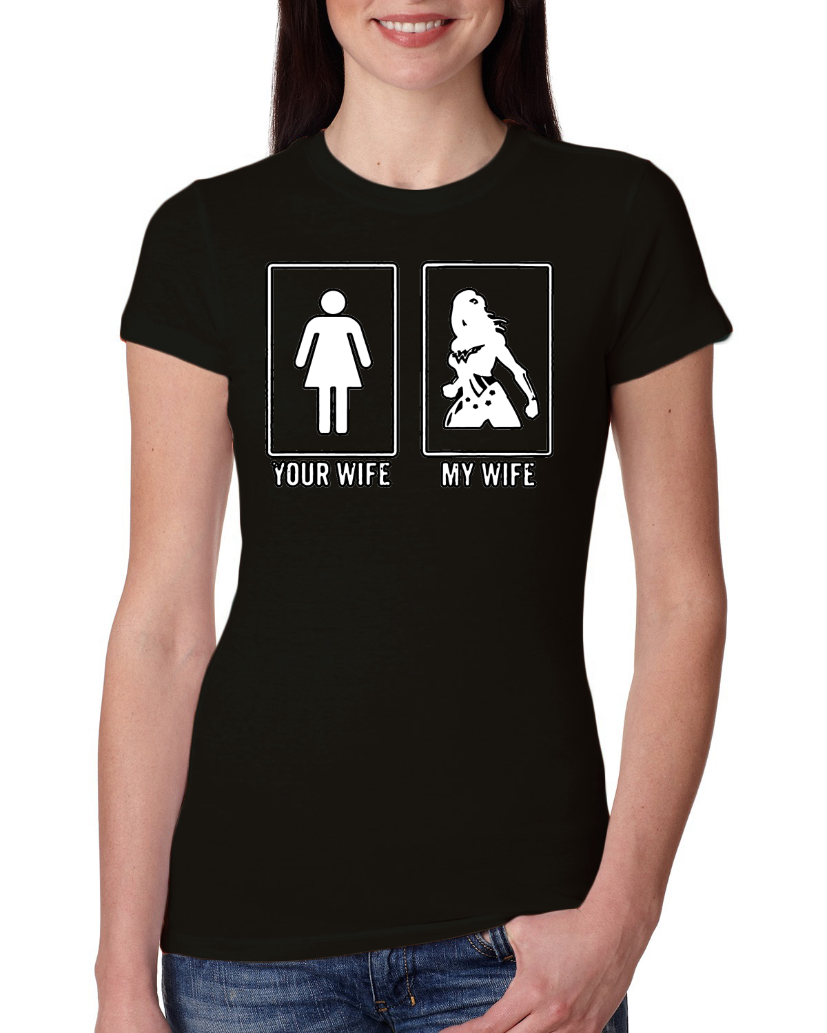 Your Wife vs My Wife Woman Wonder Humor Womens Slim Fit Junior Tee eBay