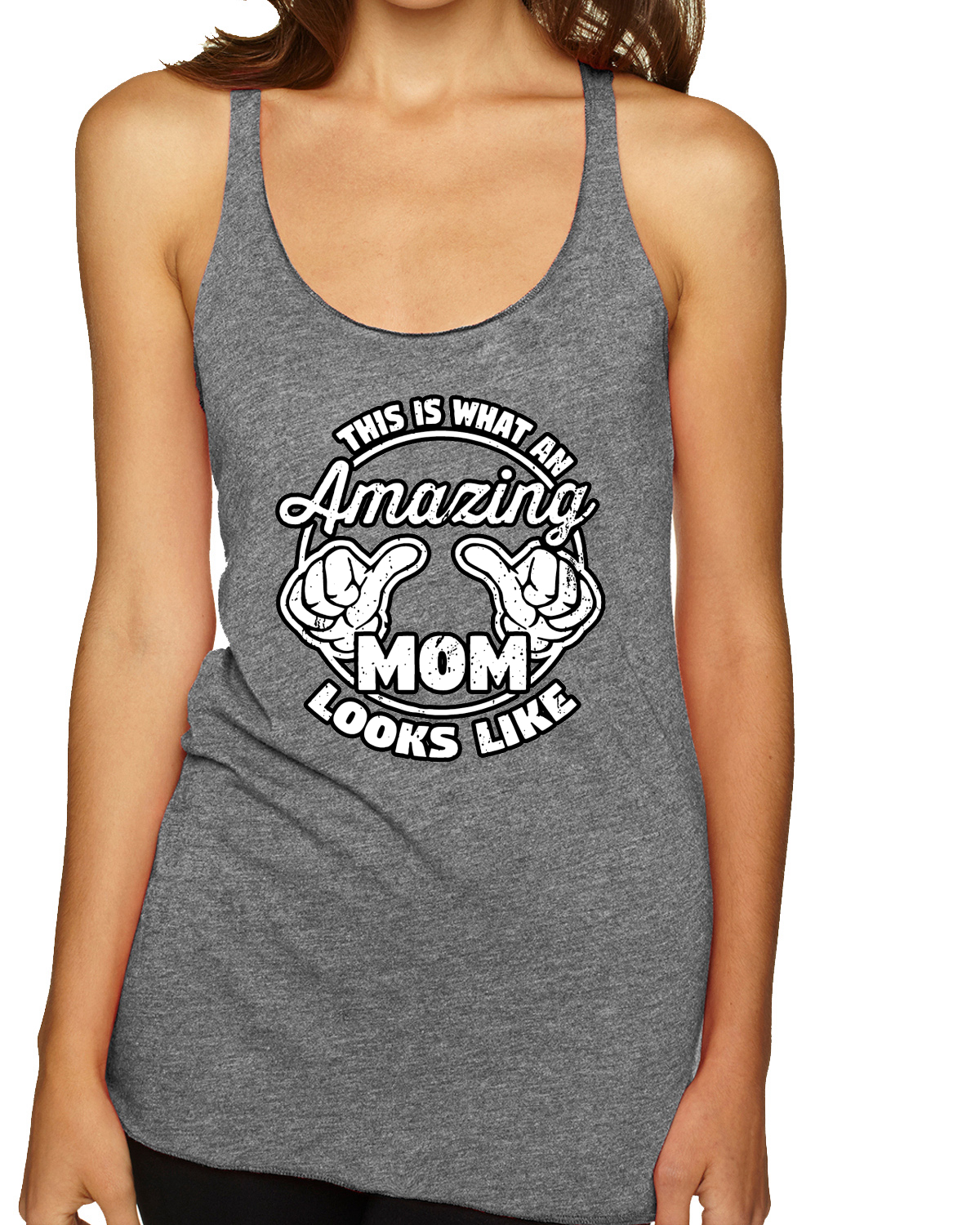 Camiseta sin mangas This is What an Amazing Mom Looks Like Tri-Blend Racerback - Imagen 5 de 12