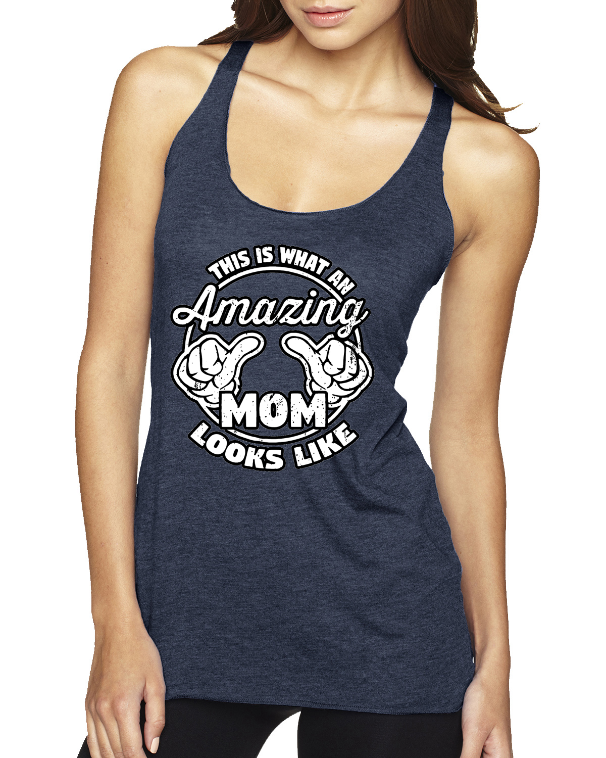 Camiseta sin mangas This is What an Amazing Mom Looks Like Tri-Blend Racerback - Imagen 7 de 12