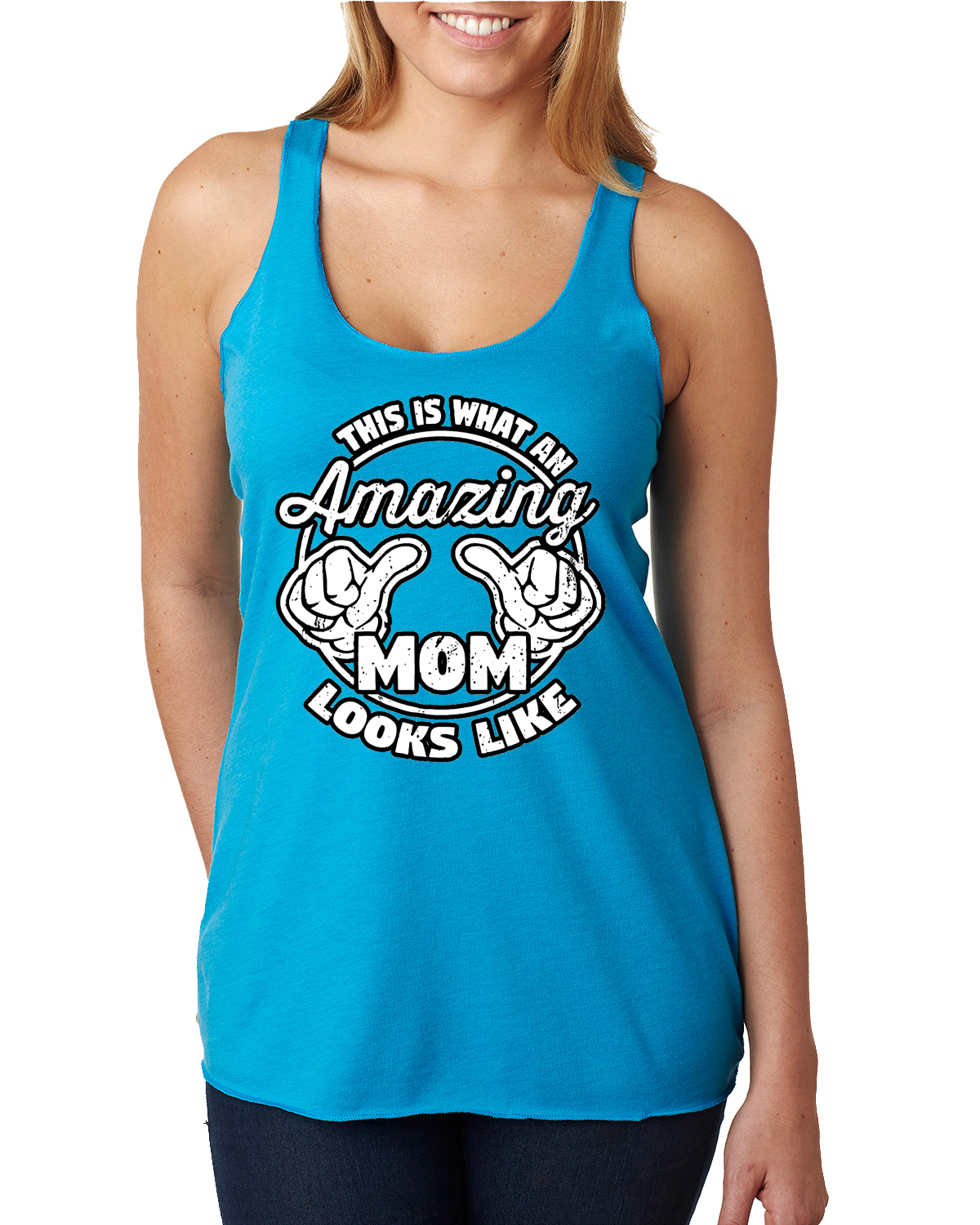 Camiseta sin mangas This is What an Amazing Mom Looks Like Tri-Blend Racerback - Imagen 10 de 12