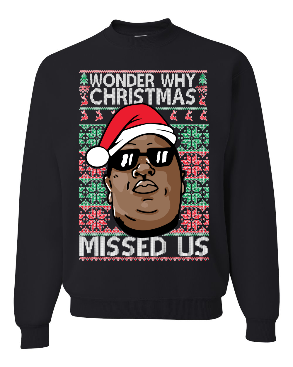 Funny Biggie Wonder Why Christmas Missed Us Unisex Crewneck Sweatshirt