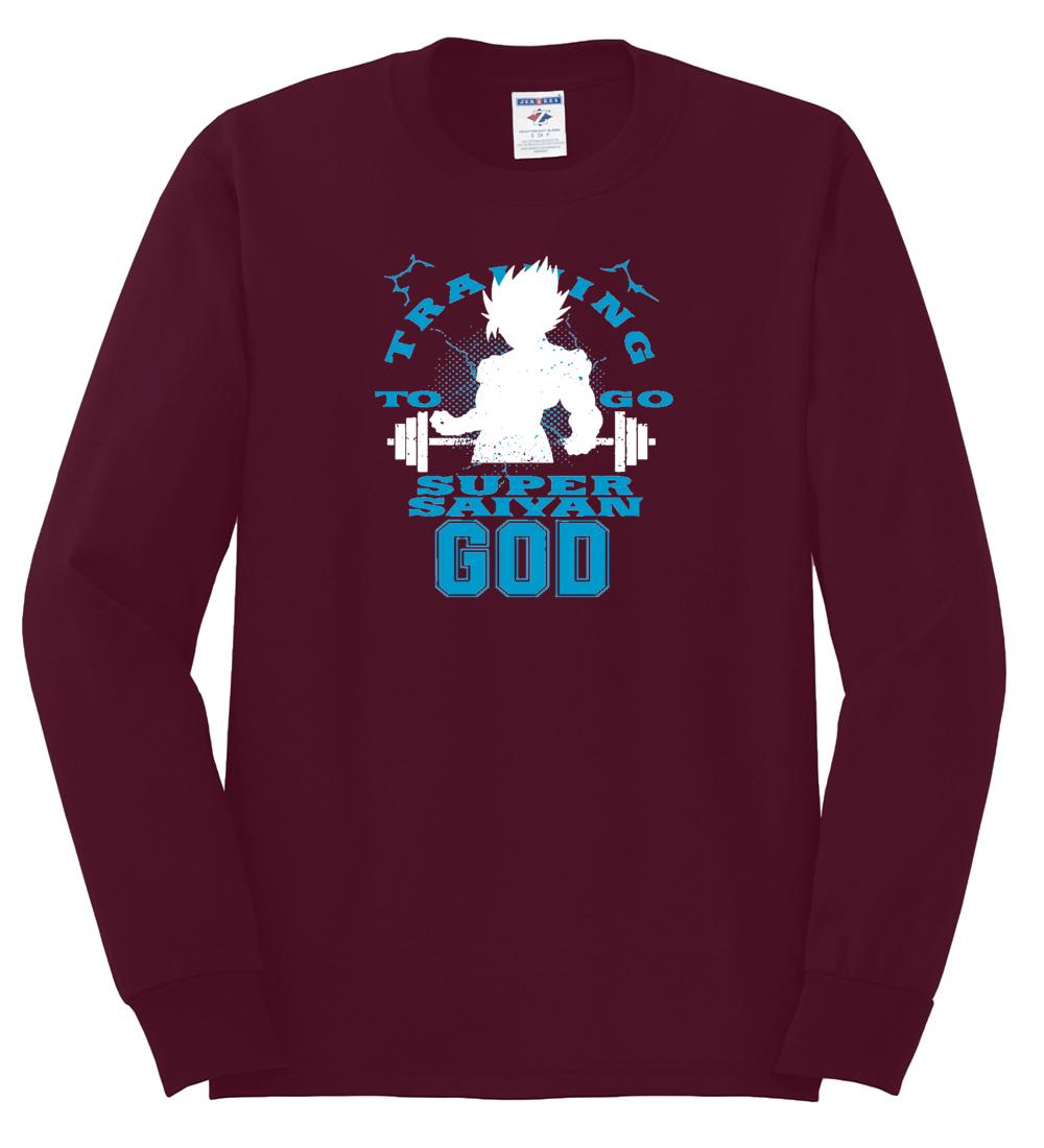 Training To Be Super Saiyan God DBZ Long Sleeve Workout T