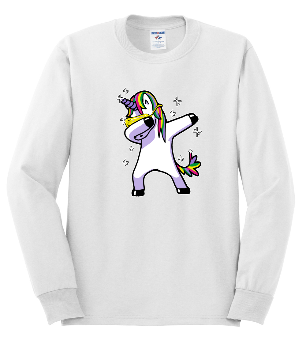 Dabbing Unicorn Funny Long Sleeve Humor T-Shirt Dabbin Animals Shirt | eBay