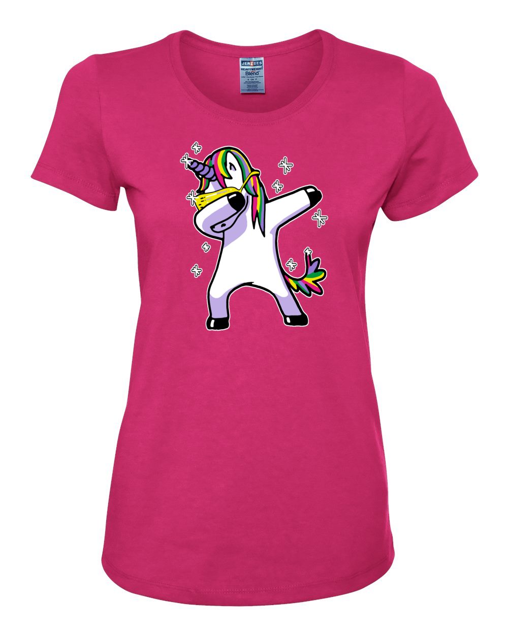 Wild Fuschia Dabbing Unicorn Womens Humor T Shirt Colorful Dabbin 