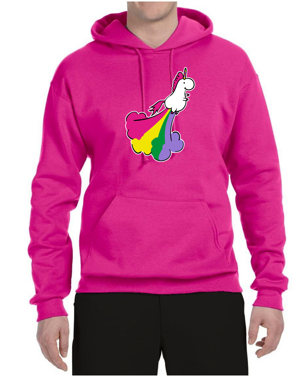 Wild Fuschia Flying Unicorn Rainbow Mens Colorful Sweatshirt Graphic 