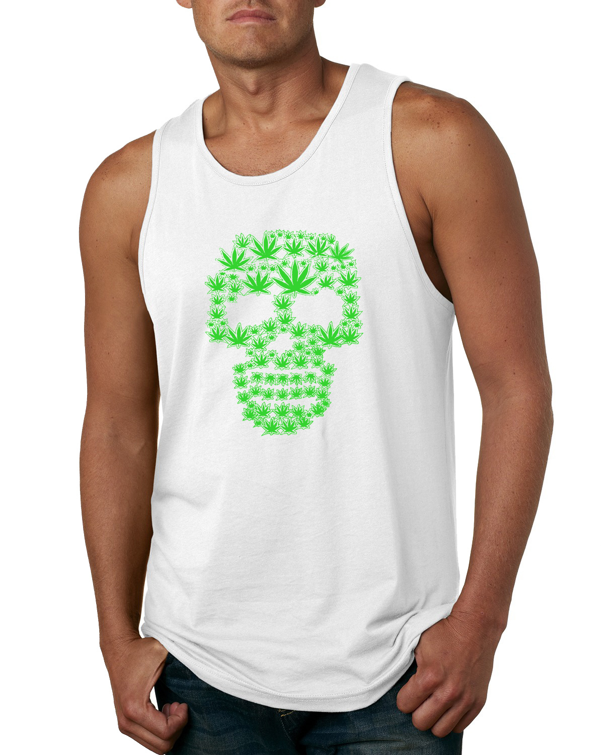 Camiseta sin mangas gráfica Pot Leaf Skull marihuana 420 para hombre - Imagen 7 de 7