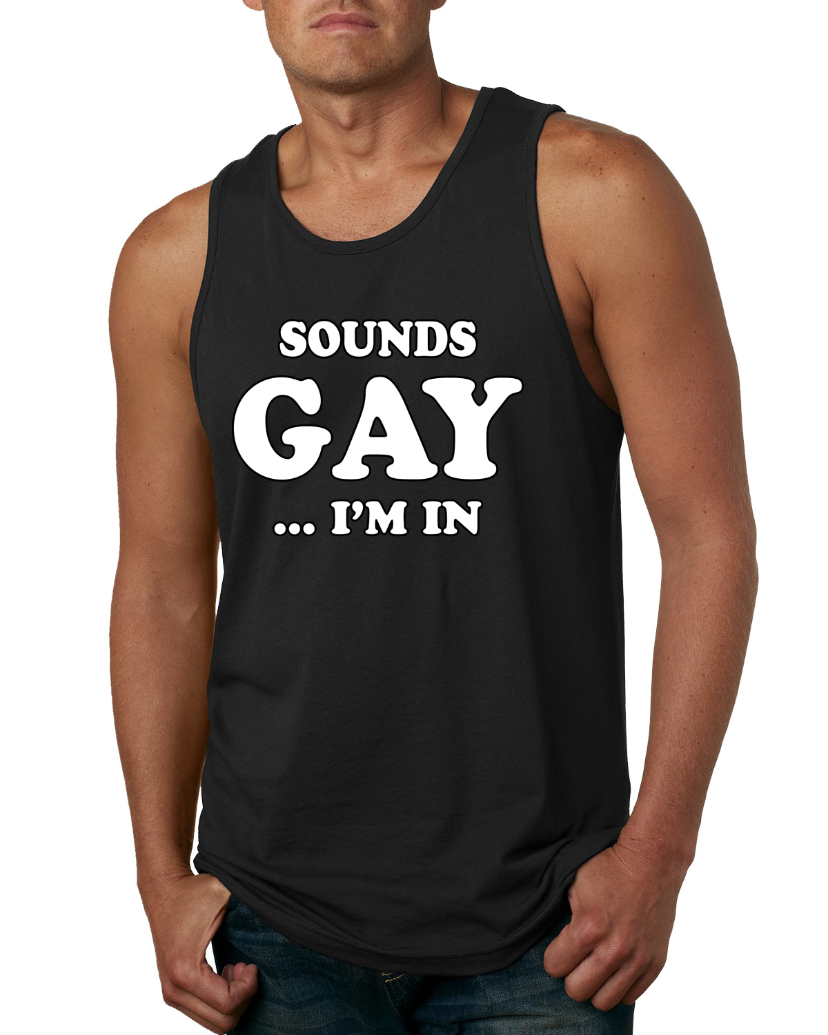 Sounds Gay Im In Funny LGBT Pride Männer Humor Tank Top Verbündeter Neuheit Muskel Shirt - Bild 3 von 8