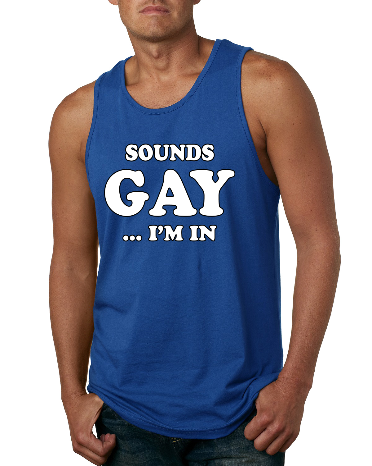 Sounds Gay Im In Funny LGBT Pride Männer Humor Tank Top Verbündeter Neuheit Muskel Shirt - Bild 7 von 8