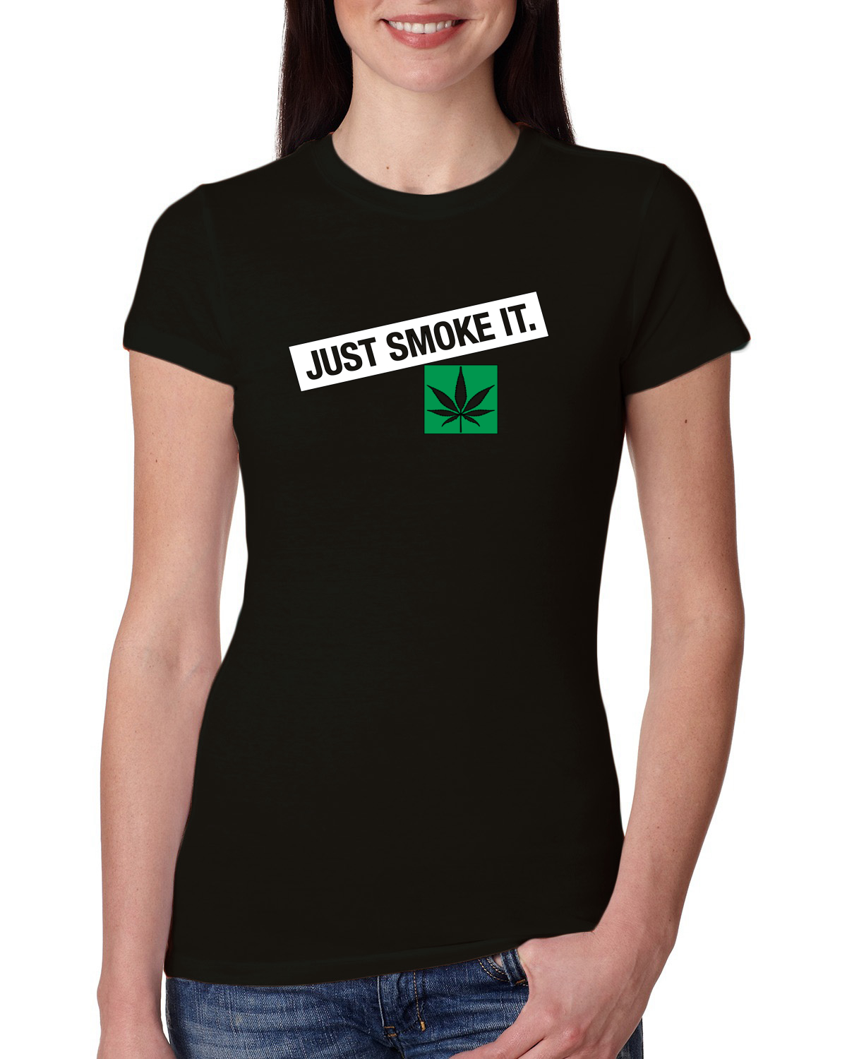 Camiseta Just Smoke It Stoner Marihuana 420 para mujer Calce Ajustado Junior - Imagen 3 de 10