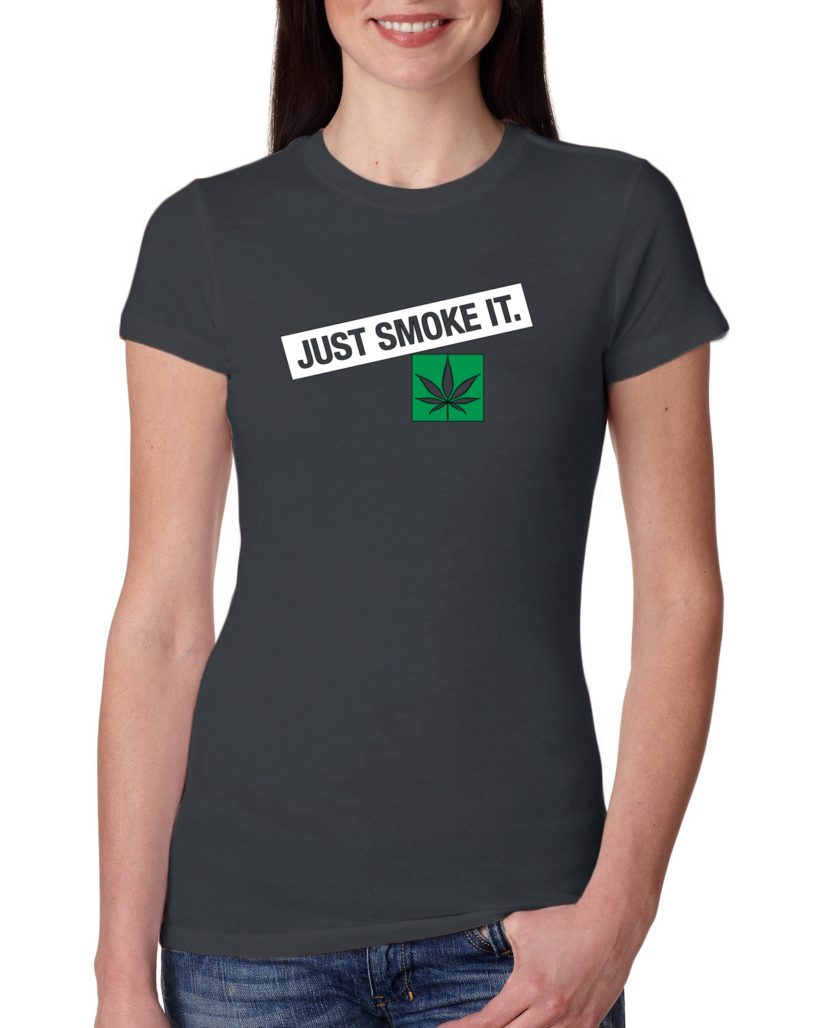 Camiseta Just Smoke It Stoner Marihuana 420 para mujer Calce Ajustado Junior - Imagen 8 de 10