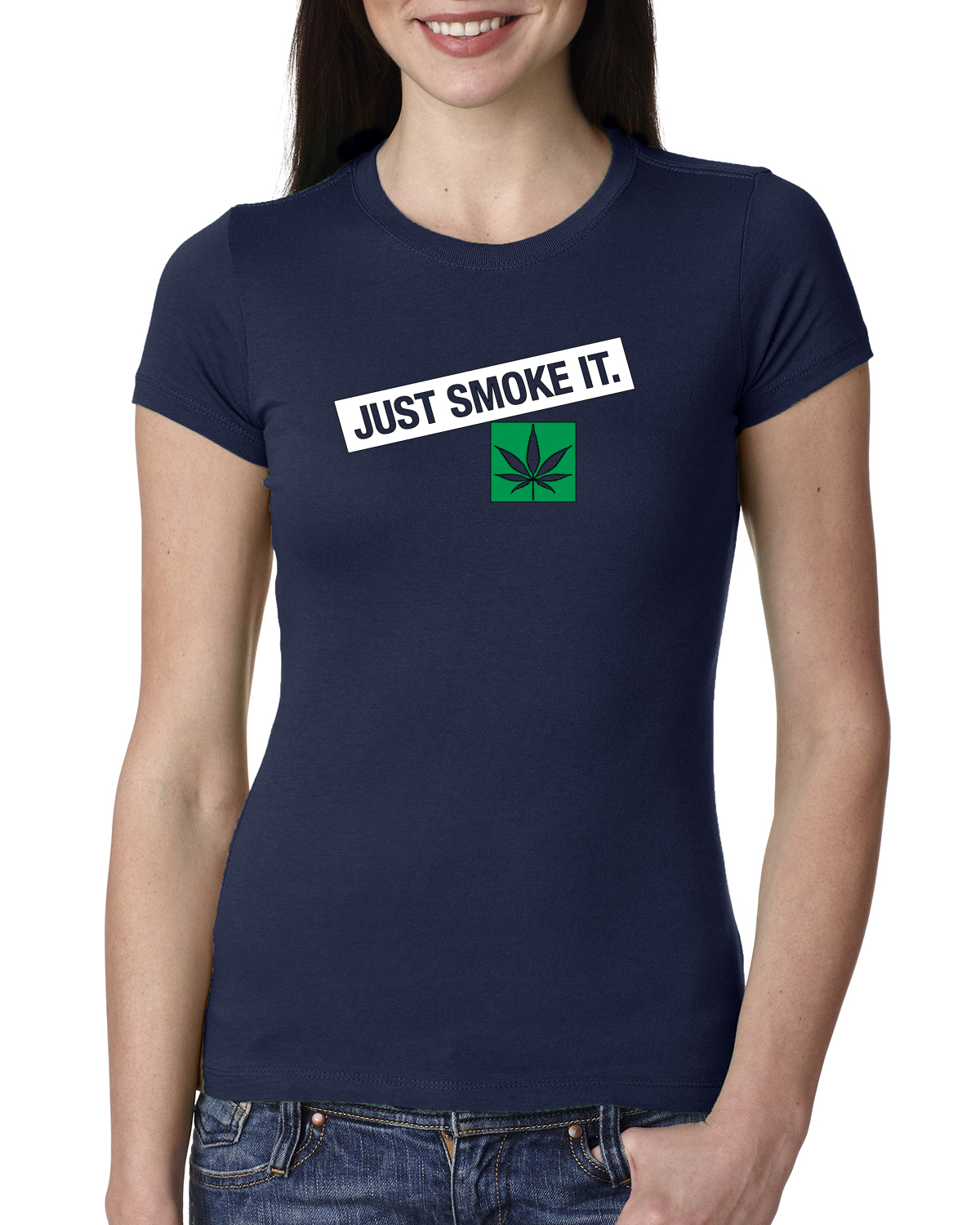 Camiseta Just Smoke It Stoner Marihuana 420 para mujer Calce Ajustado Junior - Imagen 5 de 10