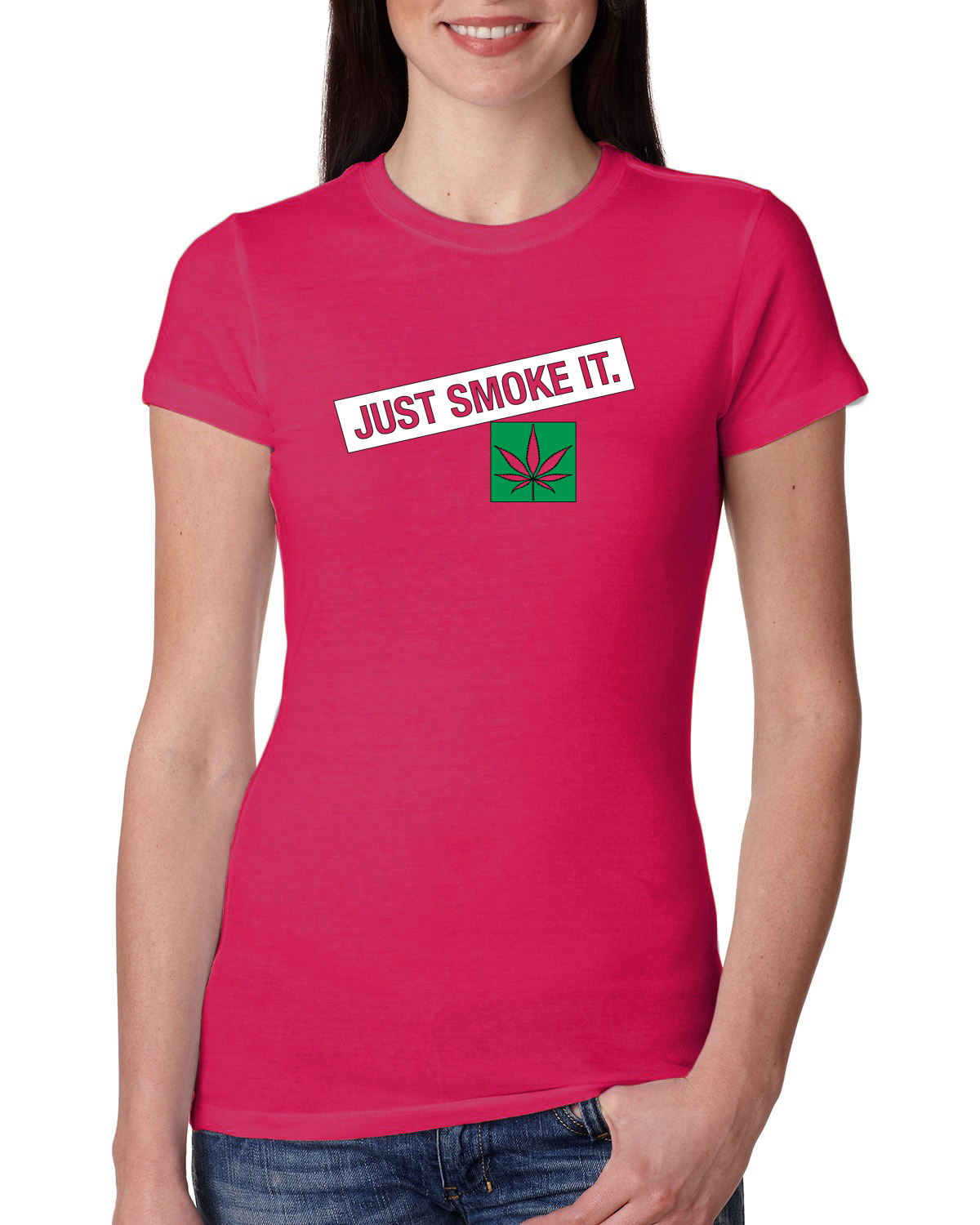 Camiseta Just Smoke It Stoner Marihuana 420 para mujer Calce Ajustado Junior - Imagen 10 de 10
