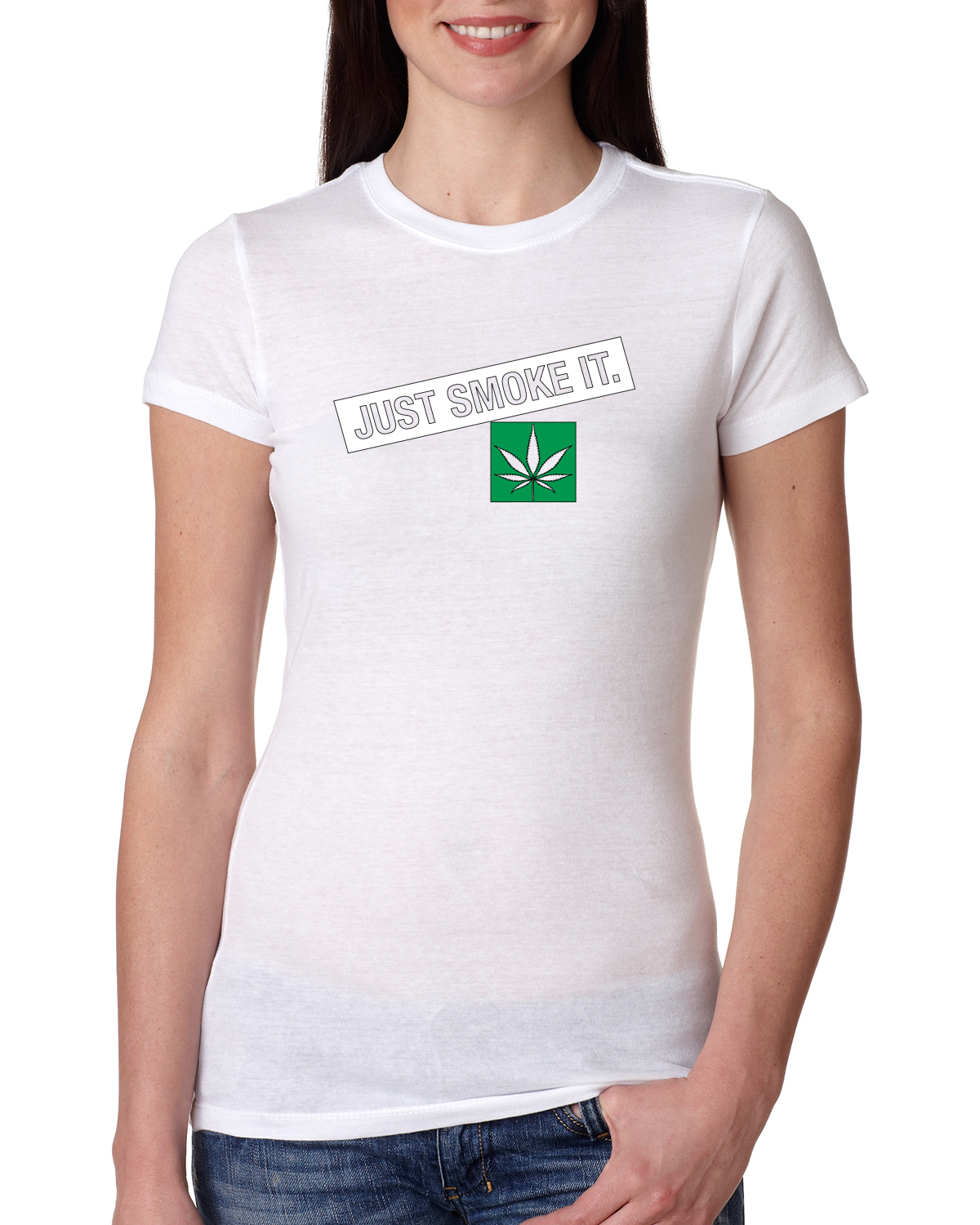 Camiseta Just Smoke It Stoner Marihuana 420 para mujer Calce Ajustado Junior - Imagen 7 de 10