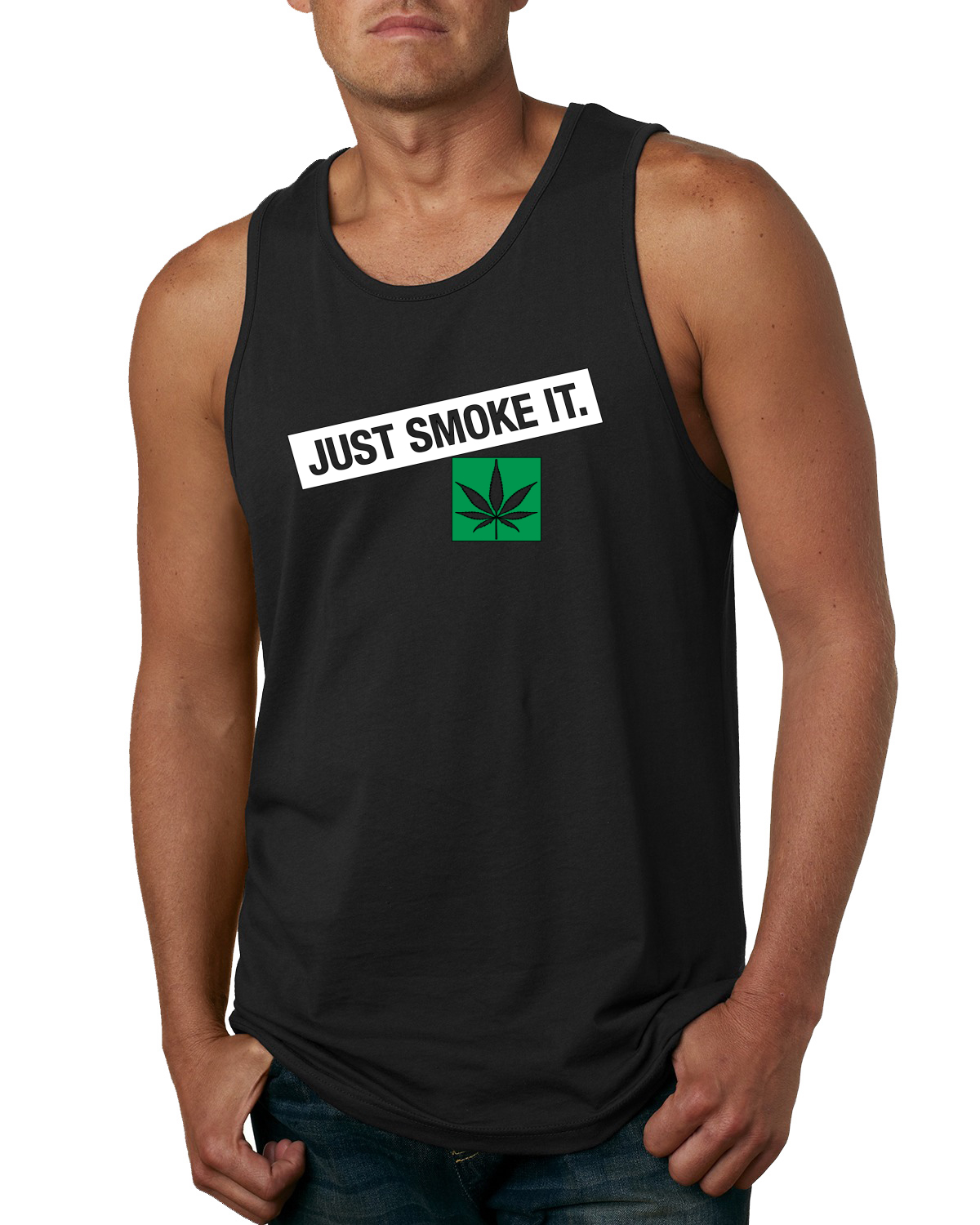 Camiseta sin mangas gráfica Just Smoke It Stoner marihuana 420 para hombre - Imagen 3 de 7