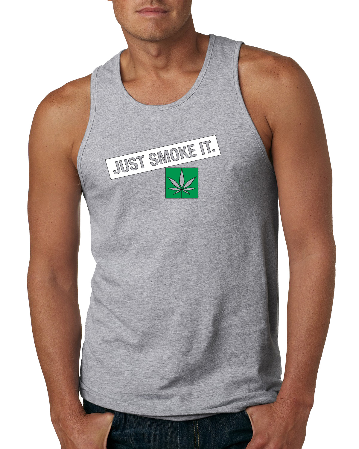 Camiseta sin mangas gráfica Just Smoke It Stoner marihuana 420 para hombre - Imagen 4 de 7