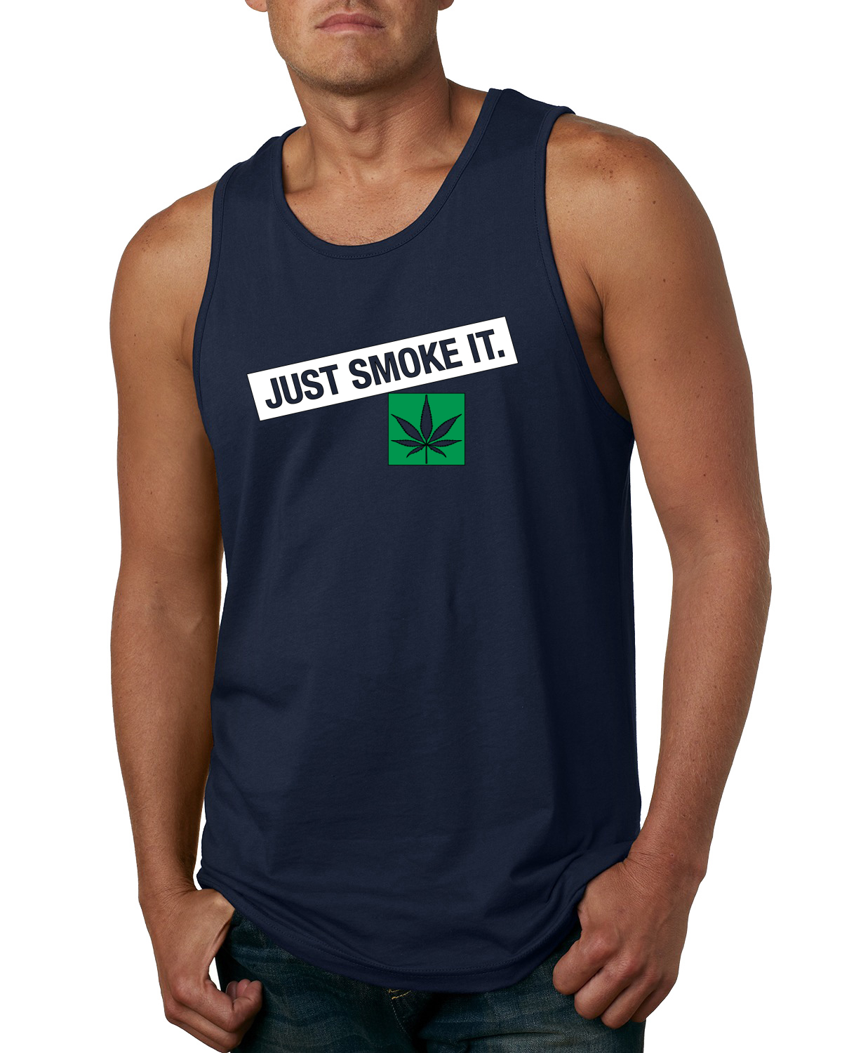 Camiseta sin mangas gráfica Just Smoke It Stoner marihuana 420 para hombre - Imagen 5 de 7