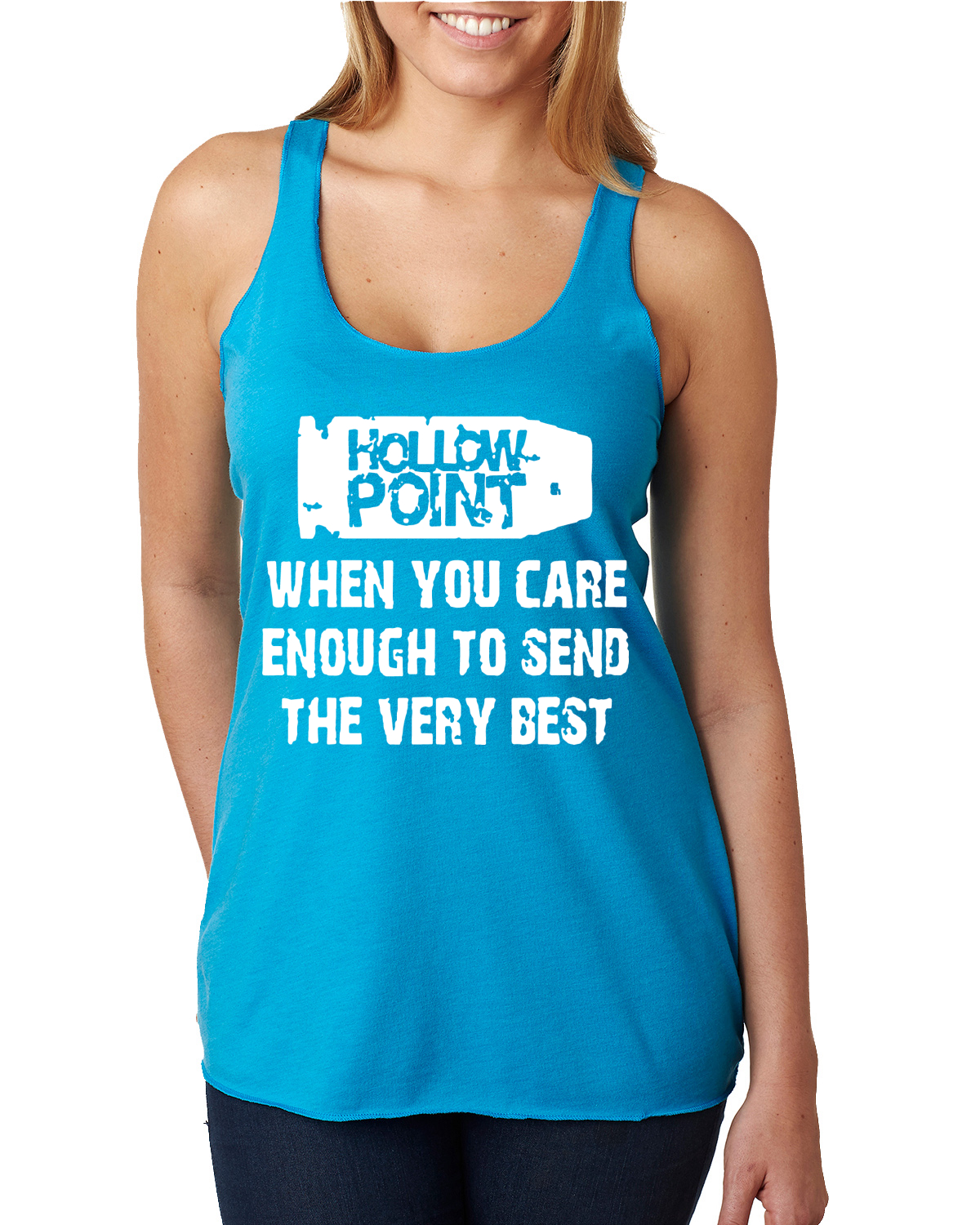 Top sin mangas Hollow Point When You Care Lo suficiente como para enviar la mejor camiseta sin mangas Racerback - Imagen 12 de 15