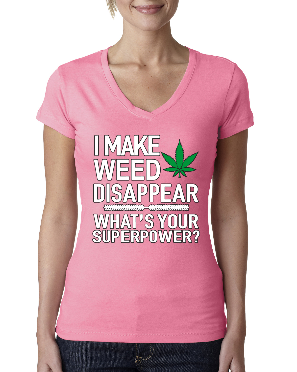 Camiseta I Make Weed Disappear Whats Your Superpower para mujer cuello en V junior - Imagen 10 de 12