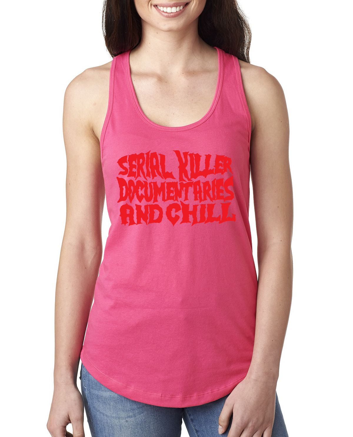 Serial Killer Documentaries And Chill Humor Ladies Racerback Tank Top - Picture 9 of 13