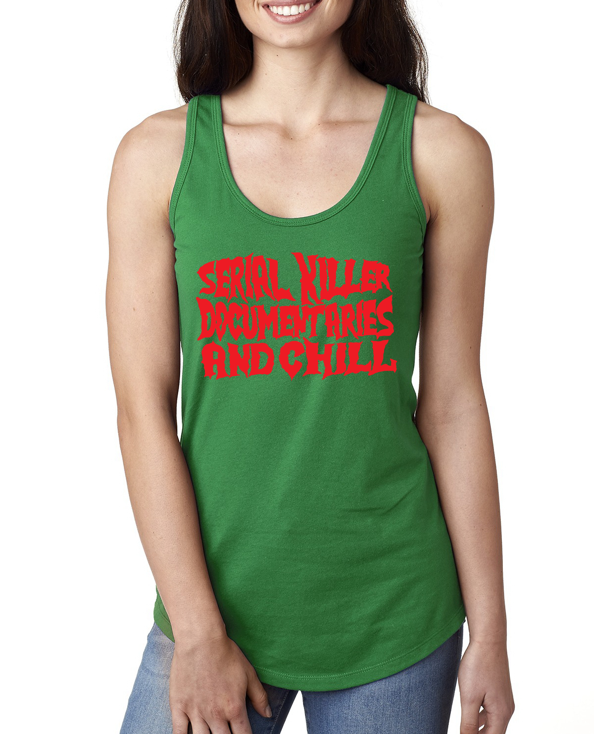 Serial Killer Documentaries And Chill Humor Ladies Racerback Tank Top - Picture 4 of 13