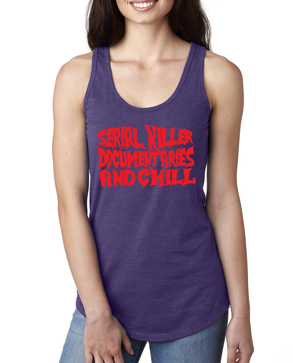 Serial Killer Documentaries And Chill Humor Ladies Racerback Tank Top - Picture 11 of 13