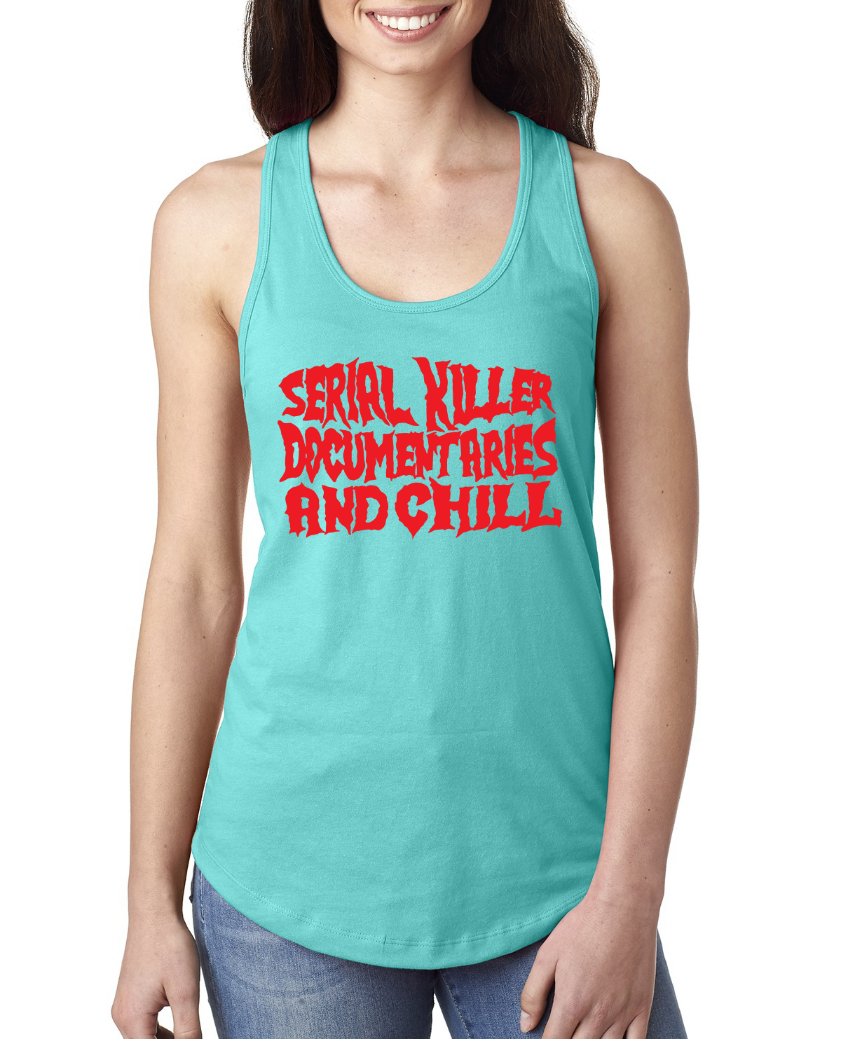 Serial Killer Documentaries And Chill Humor Ladies Racerback Tank Top - Picture 13 of 13