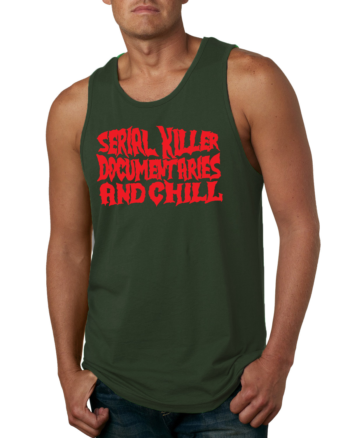 Camiseta sin mangas de documentales de asesinos en serie y humor frío para hombres - Imagen 3 de 7