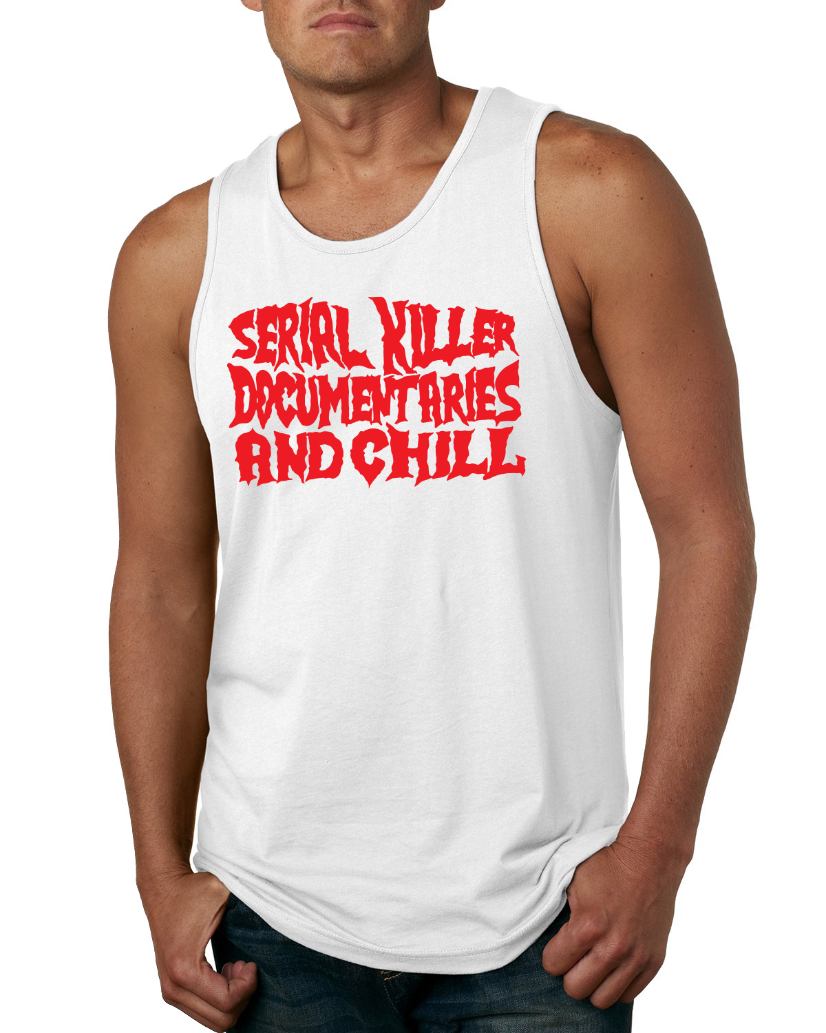 Camiseta sin mangas de documentales de asesinos en serie y humor frío para hombres - Imagen 7 de 7