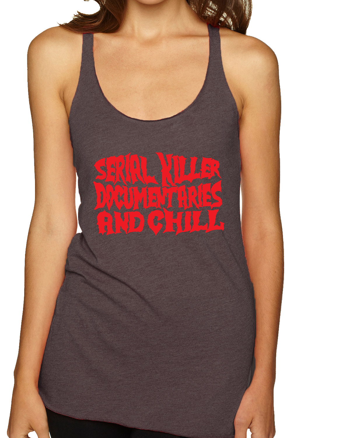 Serial Killer Documentaries And Chill Humor Tri-Blend Racerback Tank Top - Picture 2 of 15