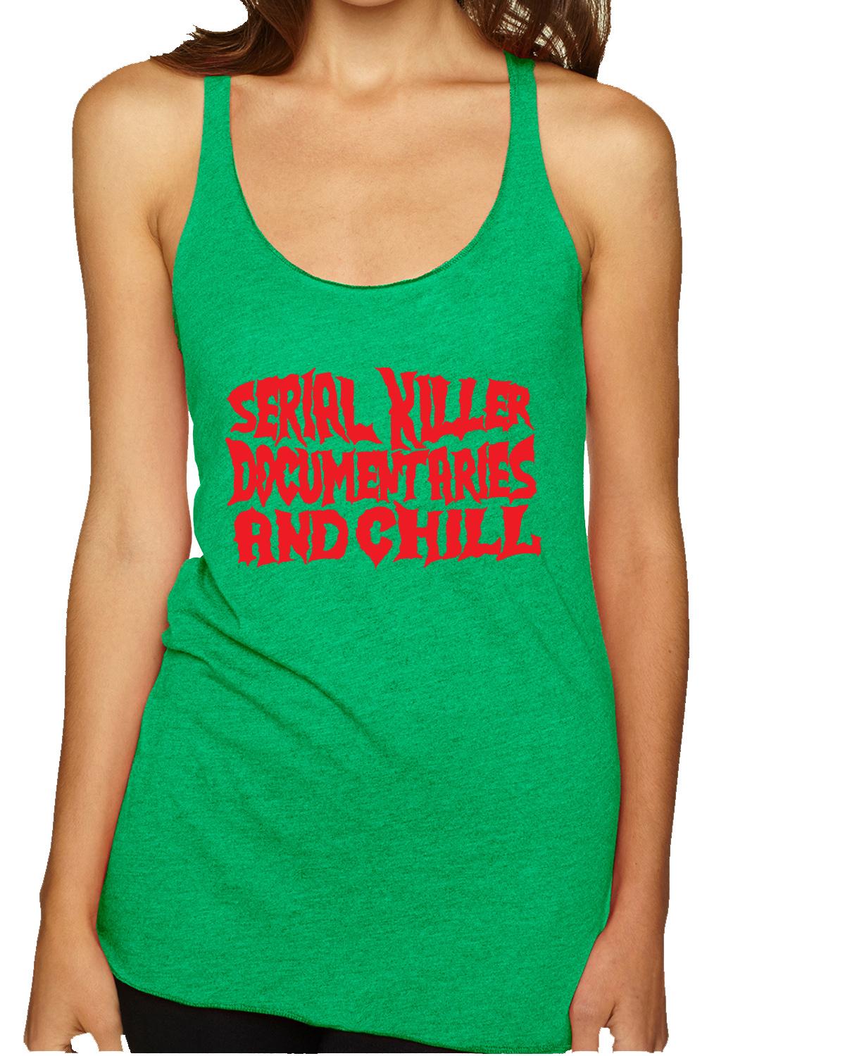 Serial Killer Documentaries And Chill Humor Tri-Blend Racerback Tank Top - Picture 5 of 15