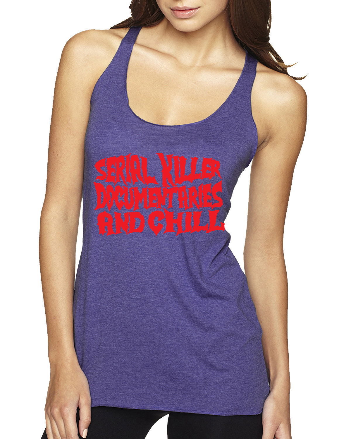 Serial Killer Documentaries And Chill Humor Tri-Blend Racerback Tank Top - Picture 3 of 15