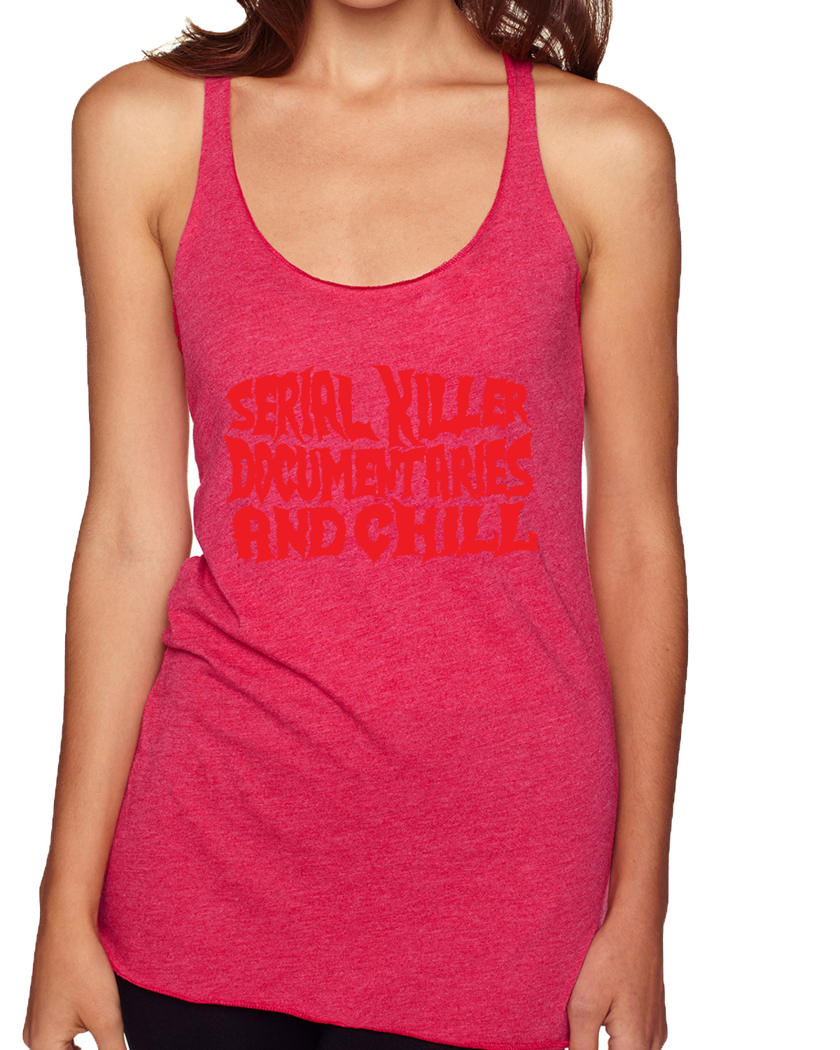 Serial Killer Documentaries And Chill Humor Tri-Blend Racerback Tank Top - Picture 13 of 15