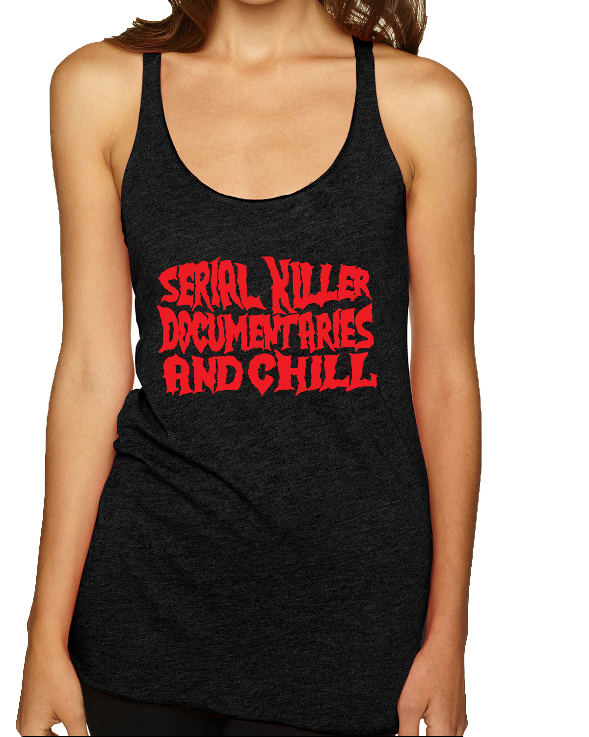 Serial Killer Documentaries And Chill Humor Tri-Blend Racerback Tank Top - Picture 8 of 15