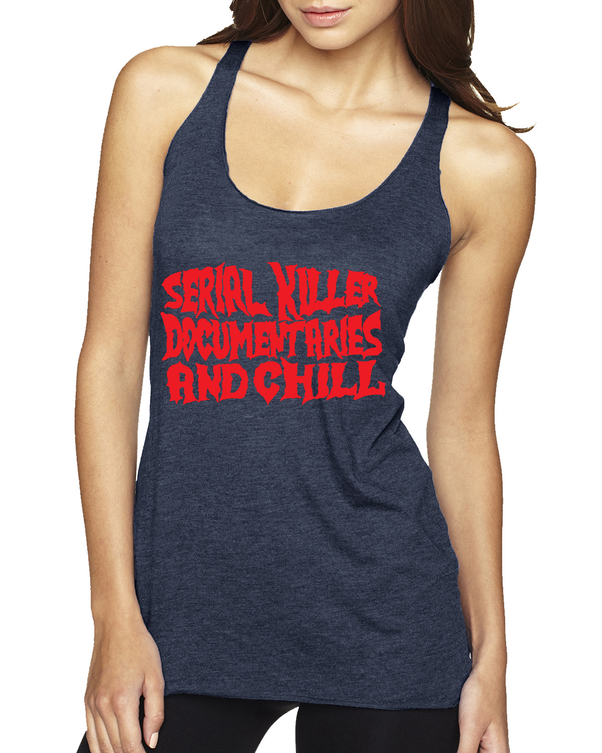 Serial Killer Documentaries And Chill Humor Tri-Blend Racerback Tank Top - Picture 9 of 15