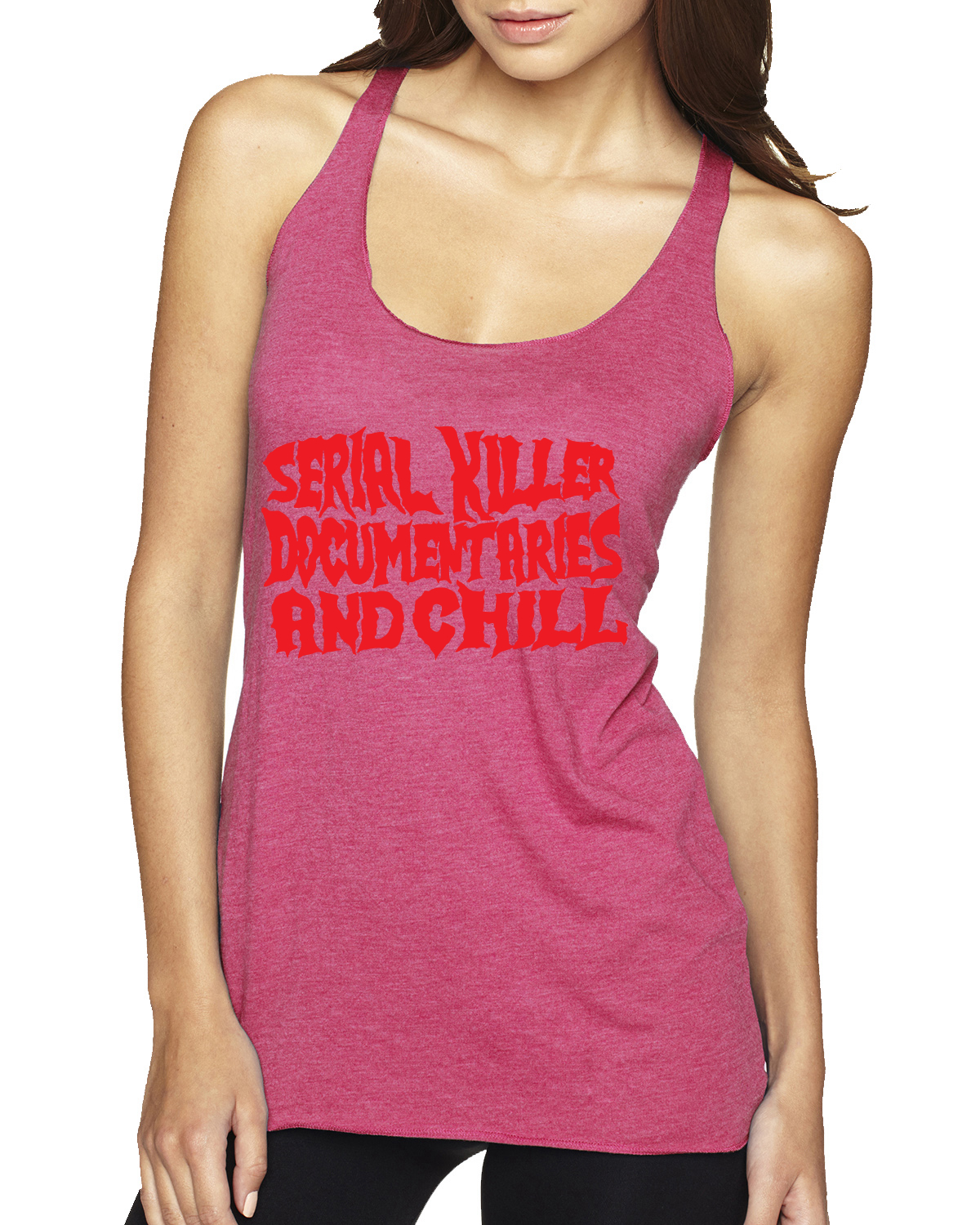 Serial Killer Documentaries And Chill Humor Tri-Blend Racerback Tank Top - Picture 14 of 15