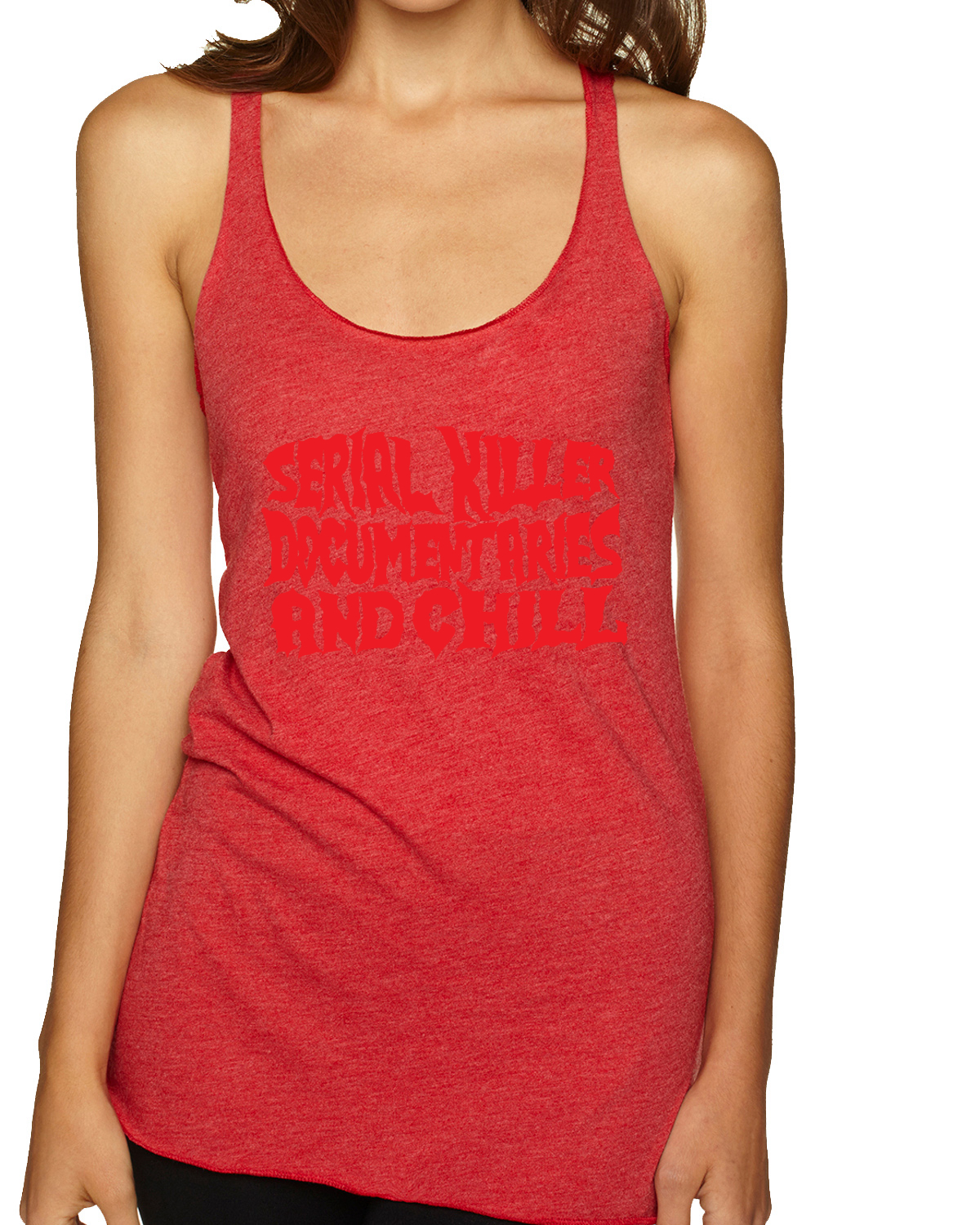 Serial Killer Documentaries And Chill Humor Tri-Blend Racerback Tank Top - Picture 10 of 15