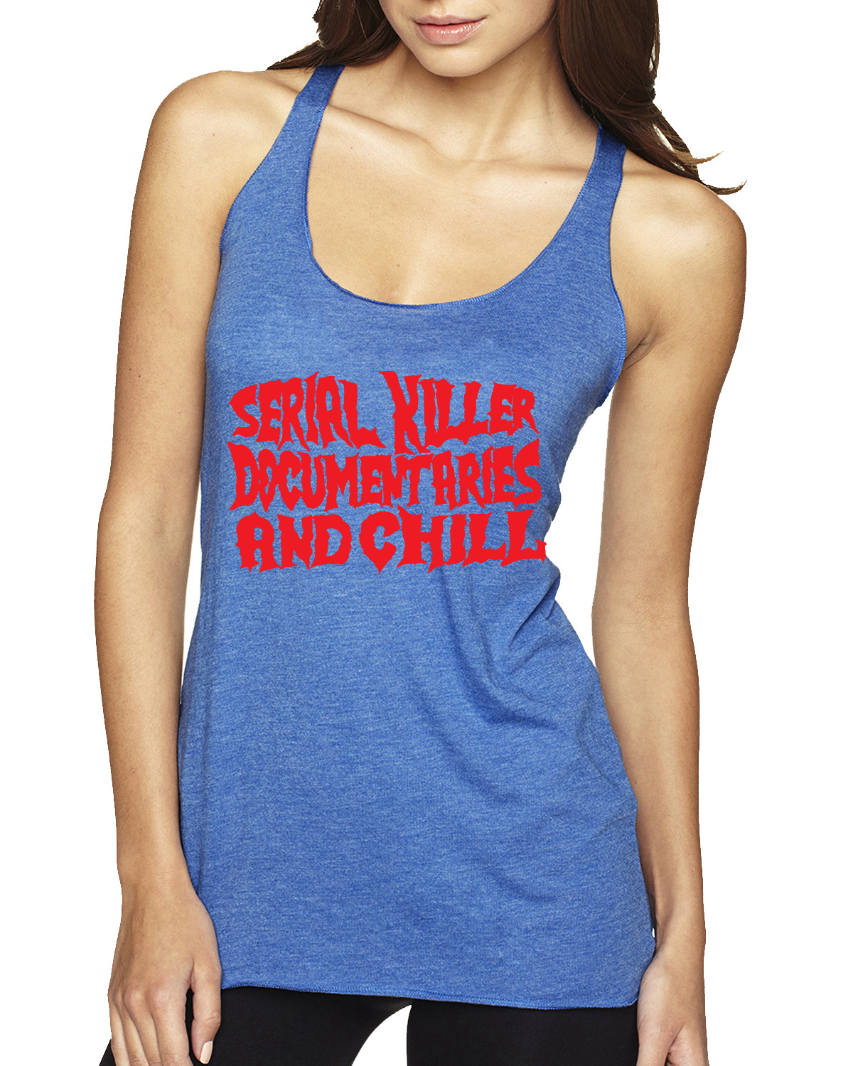 Serial Killer Documentaries And Chill Humor Tri-Blend Racerback Tank Top - Picture 11 of 15