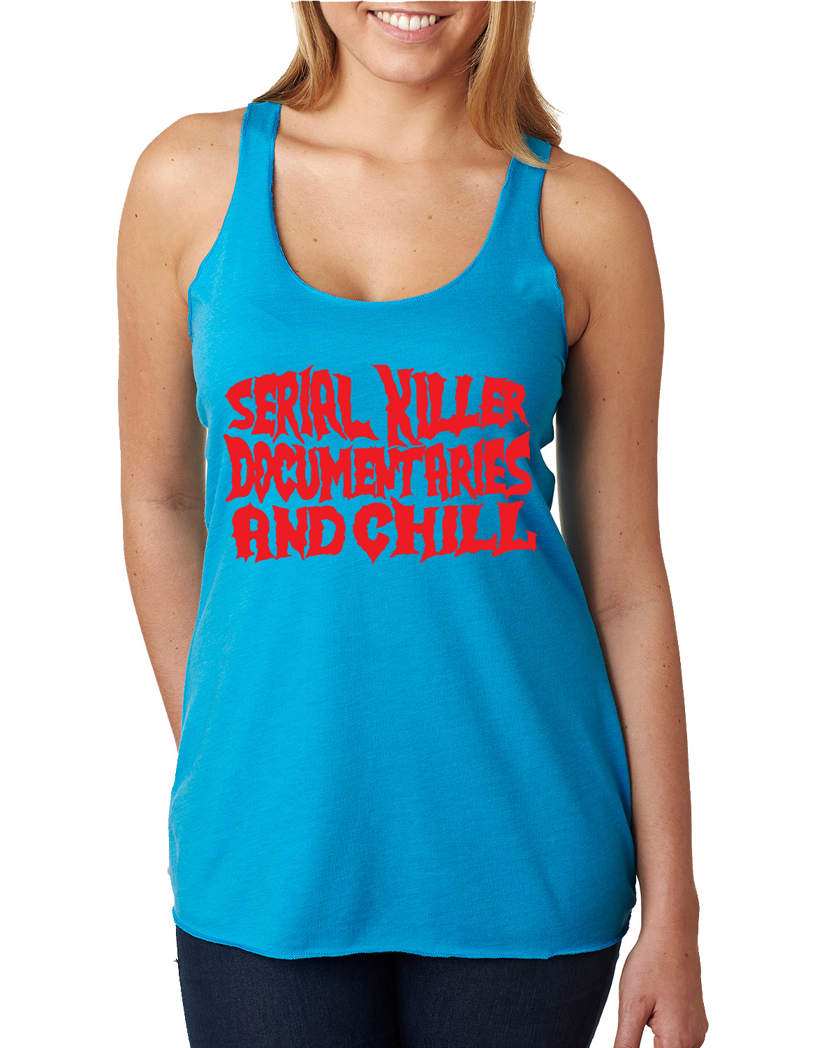 Serial Killer Documentaries And Chill Humor Tri-Blend Racerback Tank Top - Picture 12 of 15