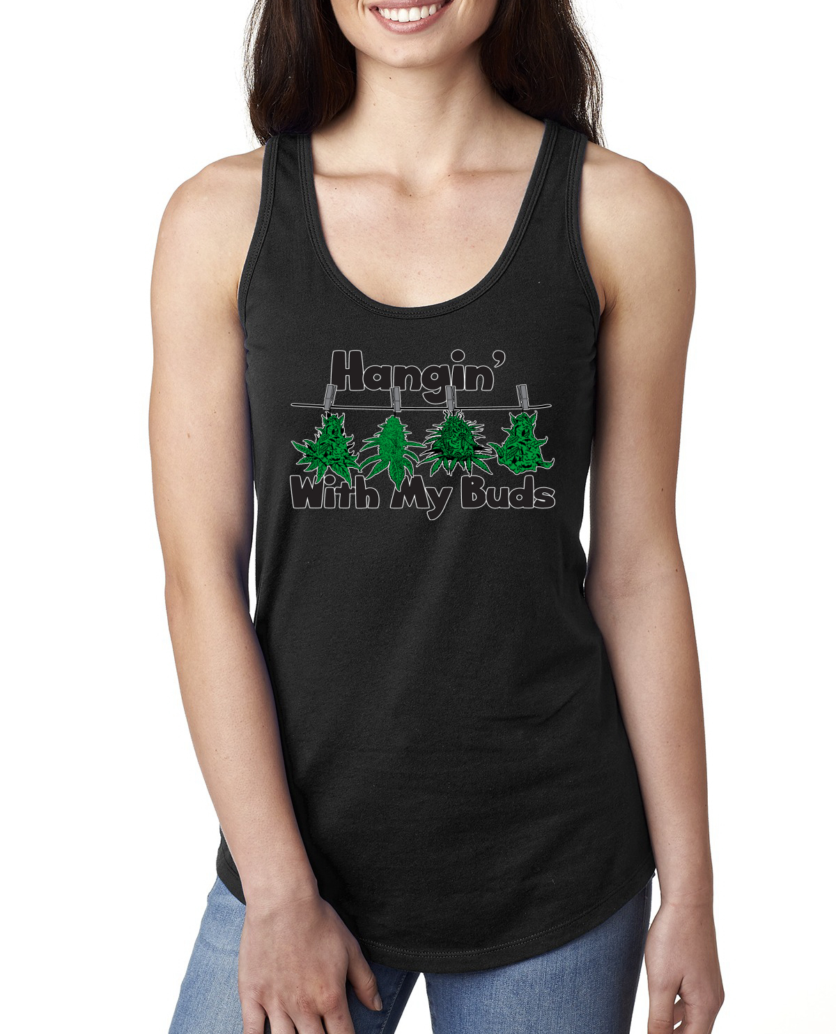 Hangin with My Buds THC Marihuana CBD Unkraut Damen Racerback Tank Top - Bild 3 von 14