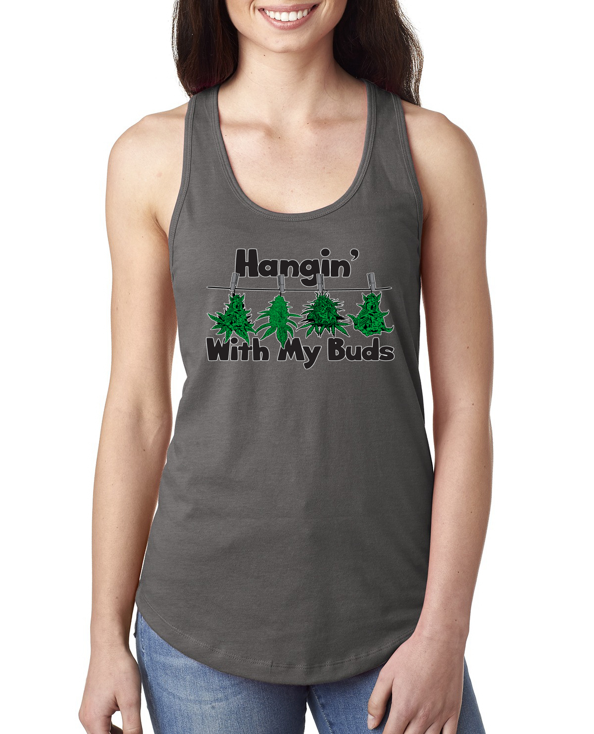 Hangin with My Buds THC Marihuana CBD Unkraut Damen Racerback Tank Top - Bild 10 von 14