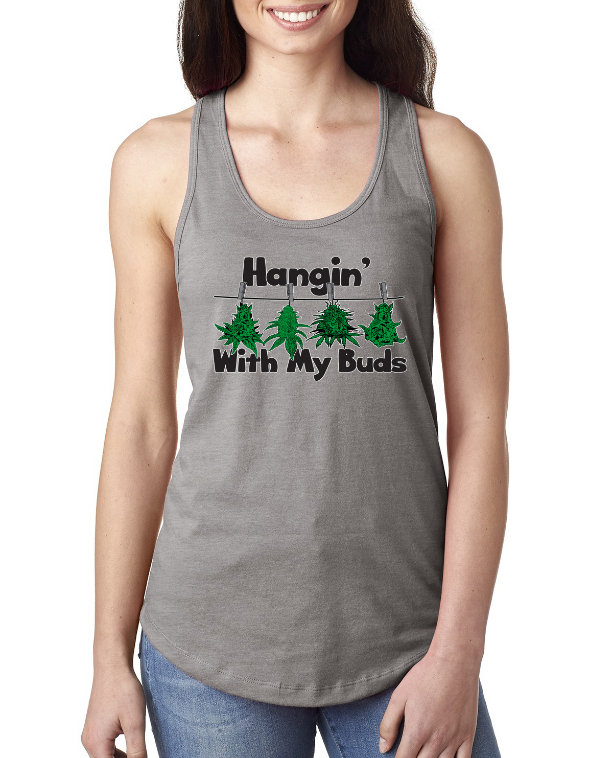 Hangin with My Buds THC Marihuana CBD Unkraut Damen Racerback Tank Top - Bild 4 von 14