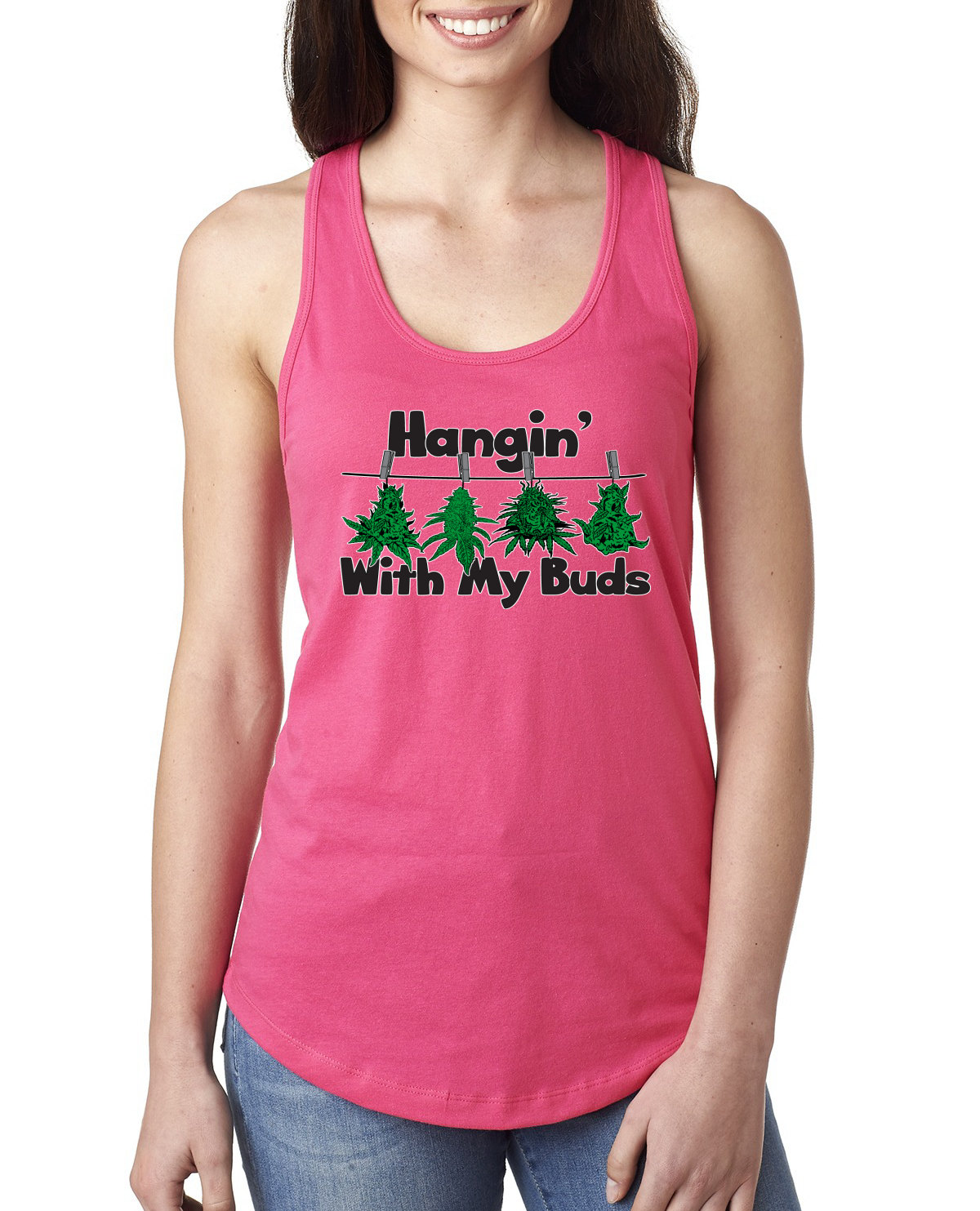 Hangin with My Buds THC Marihuana CBD Unkraut Damen Racerback Tank Top - Bild 11 von 14