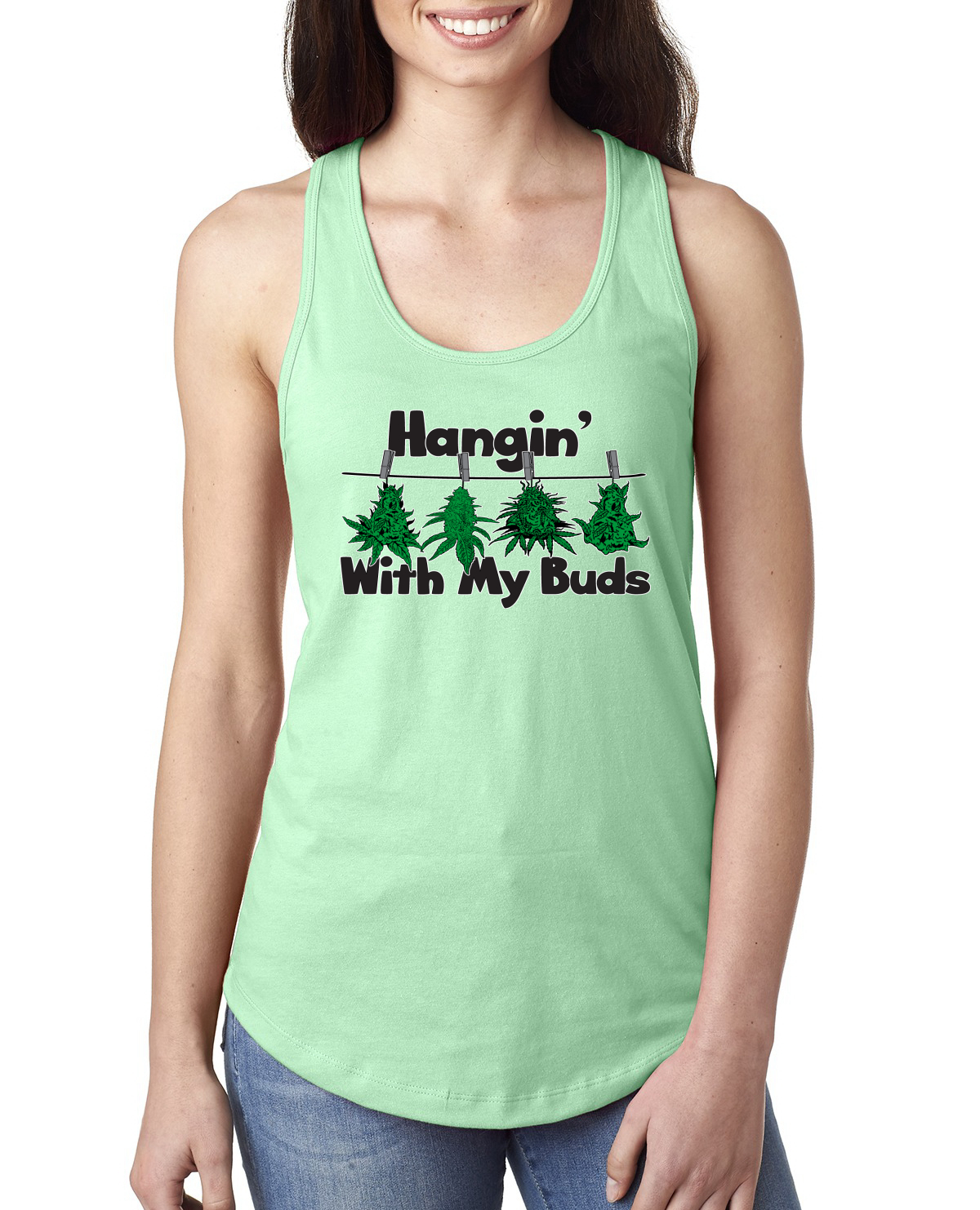 Hangin with My Buds THC Marihuana CBD Unkraut Damen Racerback Tank Top - Bild 12 von 14