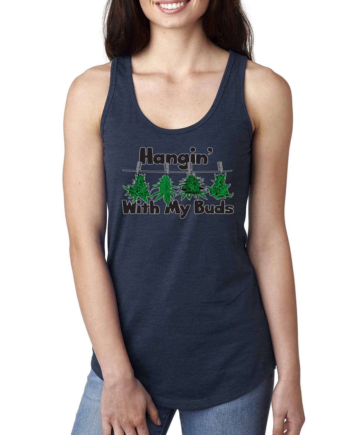 Hangin with My Buds THC Marihuana CBD Unkraut Damen Racerback Tank Top - Bild 6 von 14
