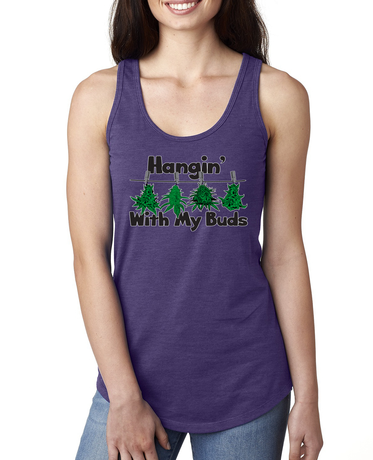 Hangin with My Buds THC Marihuana CBD Unkraut Damen Racerback Tank Top - Bild 13 von 14